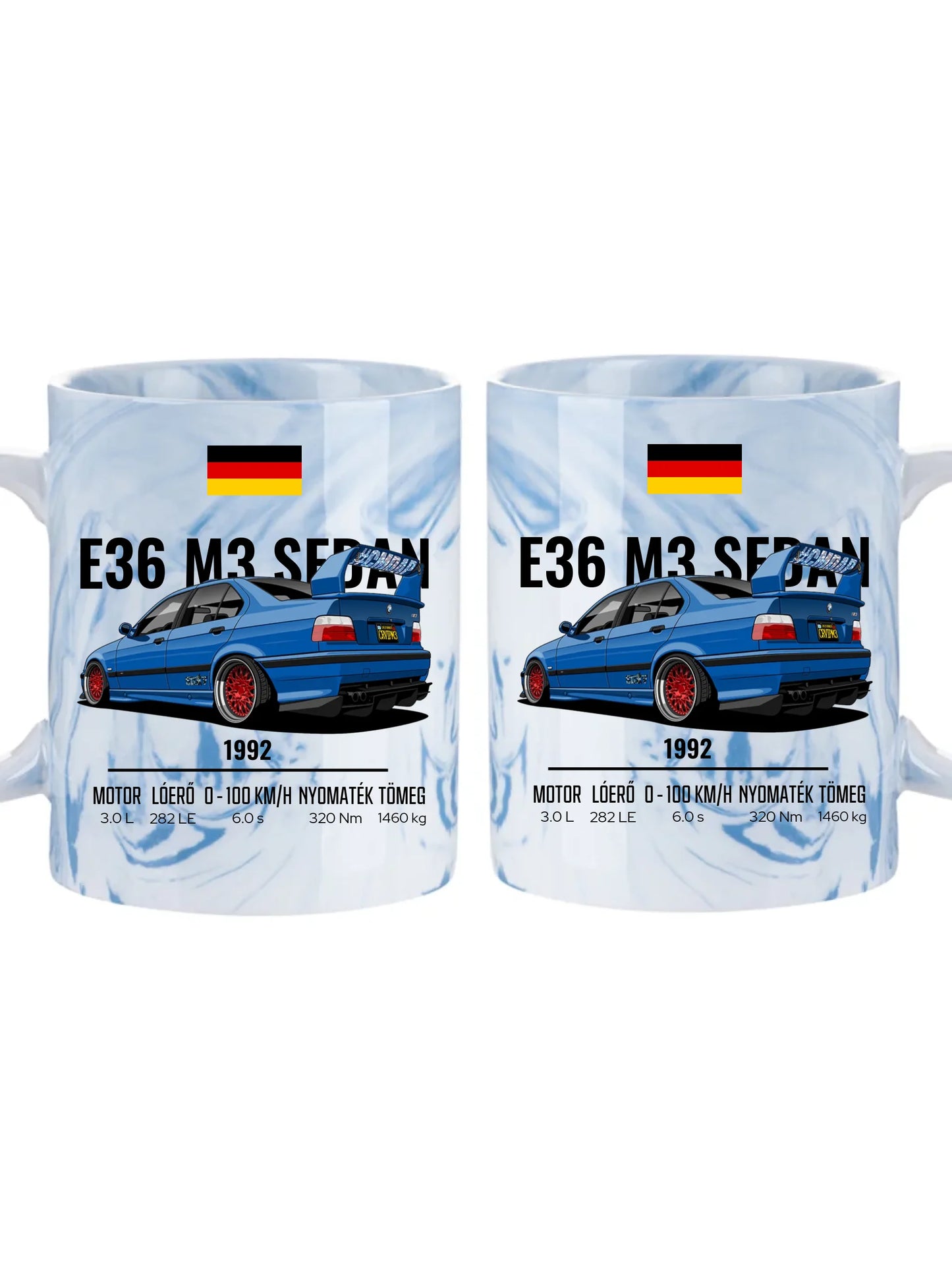 Autó illusztráció - E36 M3 Sedan 69. - Egyedi személyre szabható bögre
