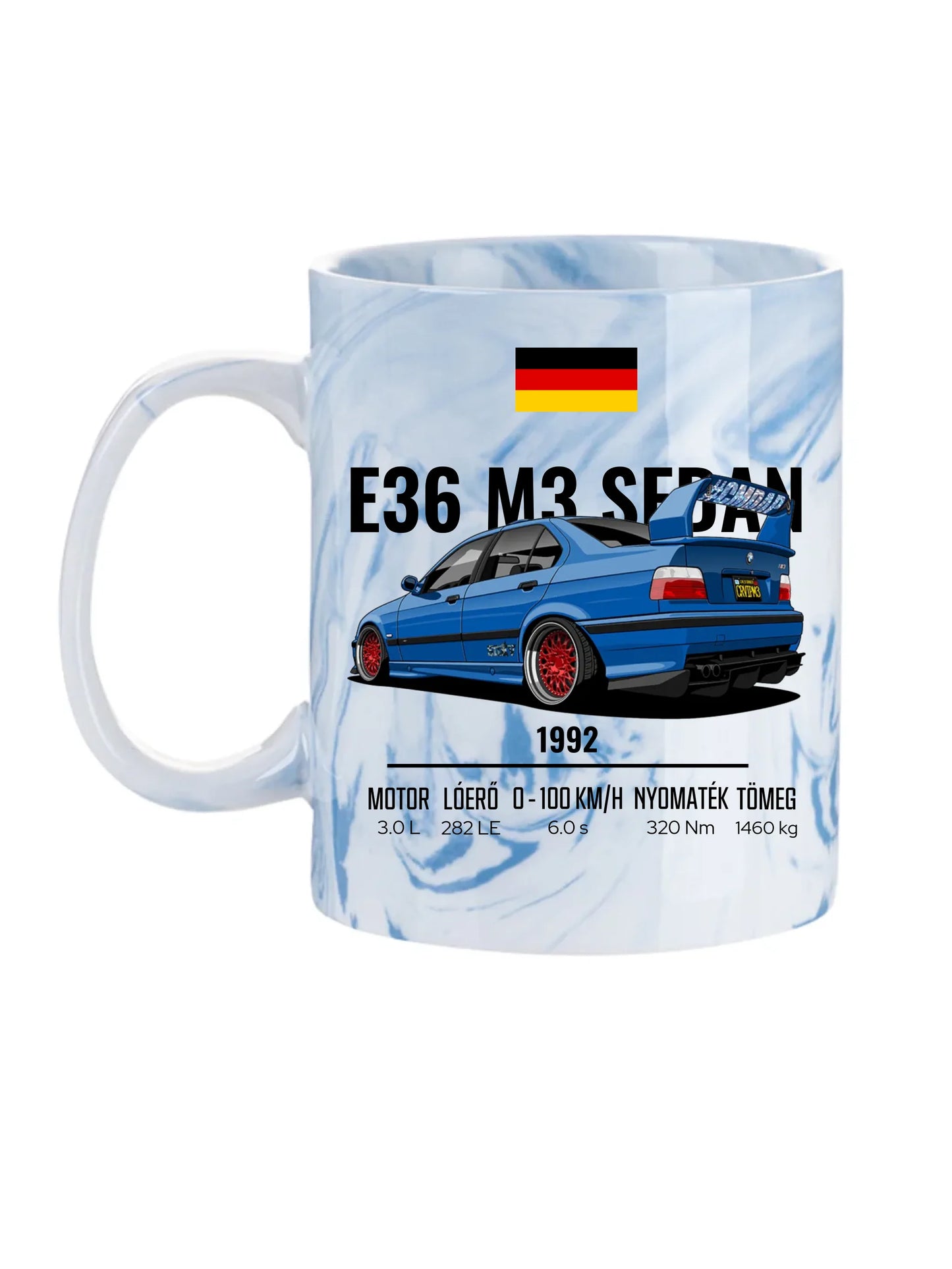 Autó illusztráció - E36 M3 Sedan 69. - Egyedi személyre szabható bögre