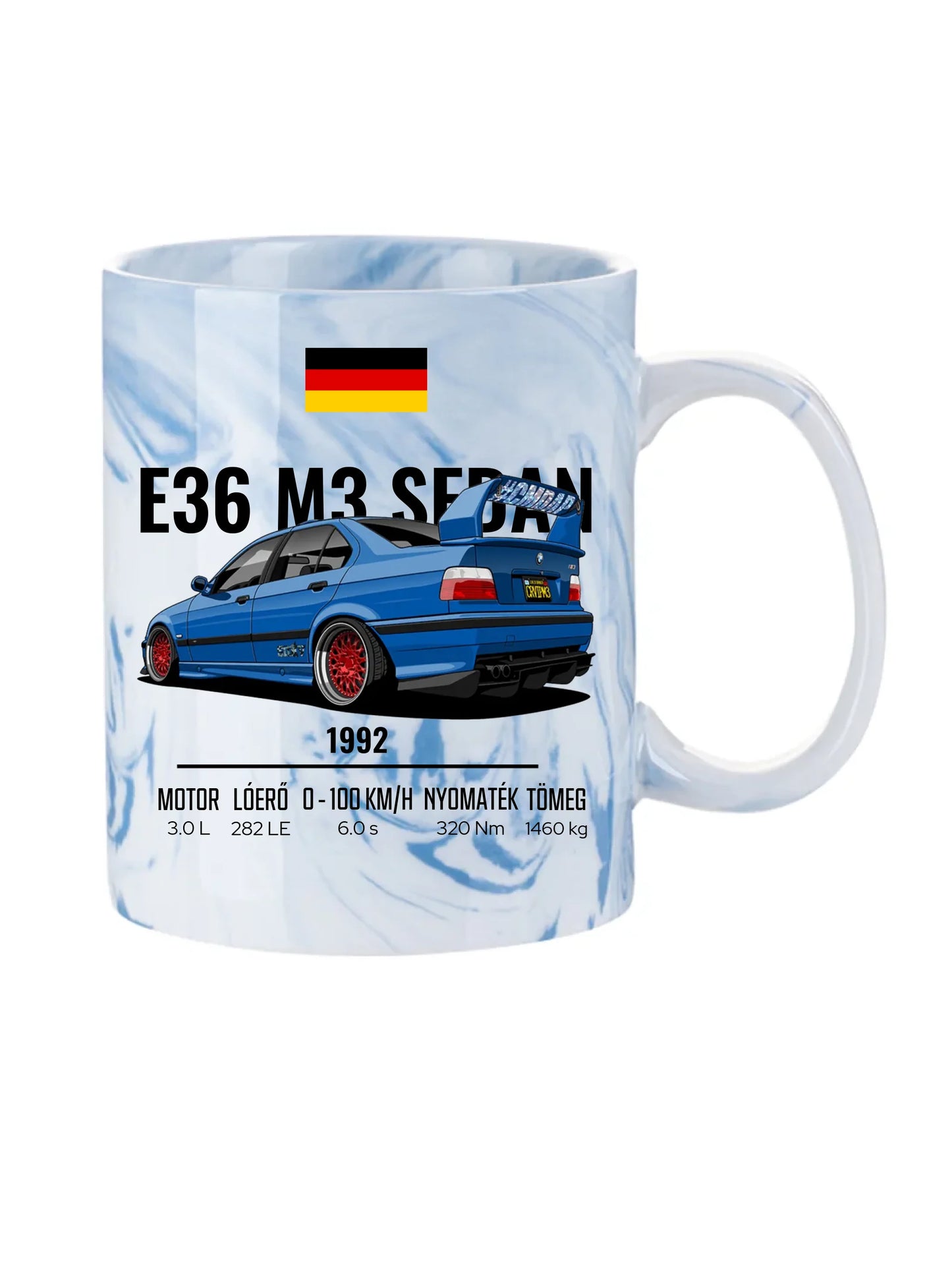 Autó illusztráció - E36 M3 Sedan 69. - Egyedi személyre szabható bögre