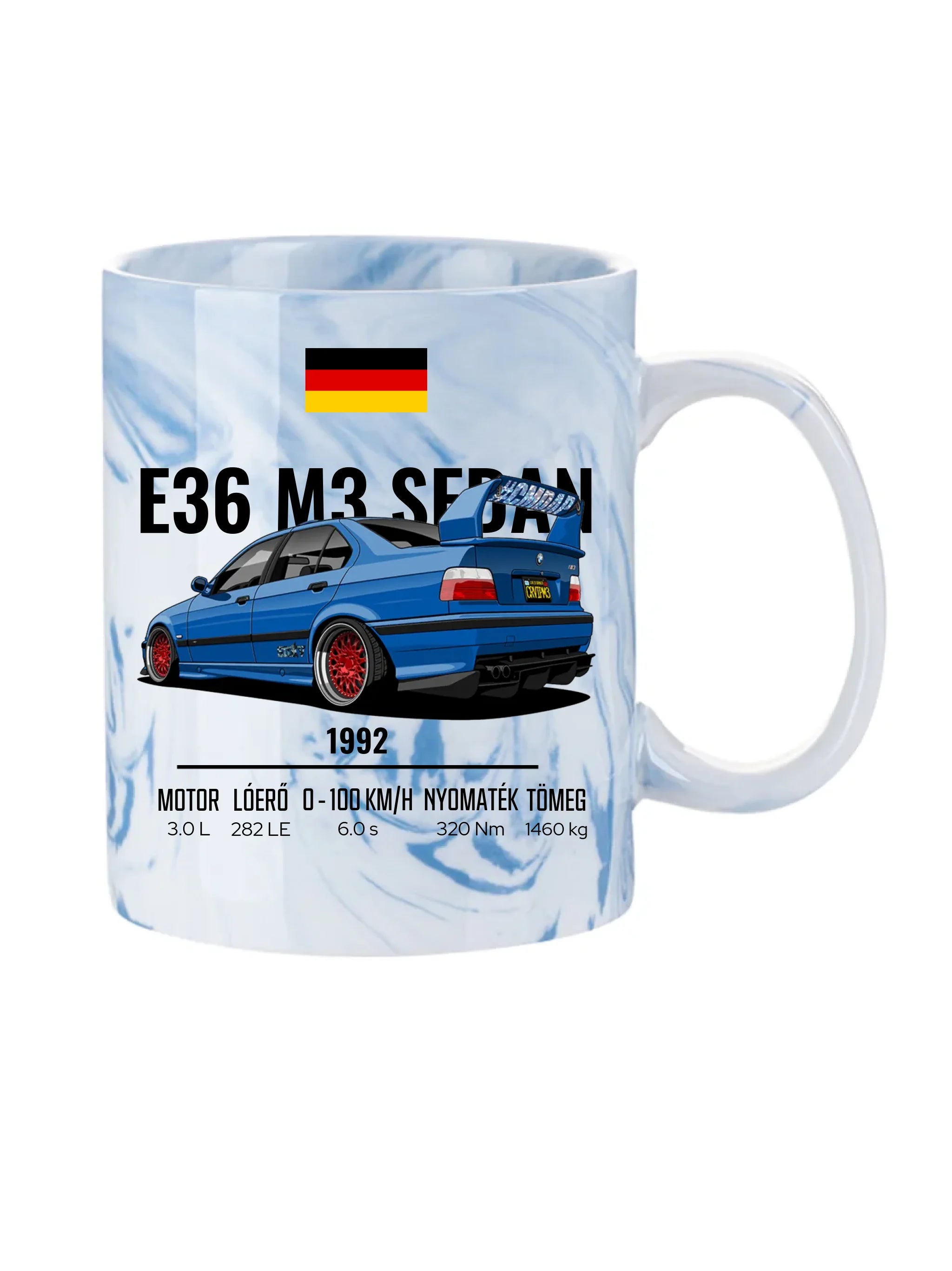 Autó illusztráció - E36 M3 Sedan 69. - Egyedi személyre szabható bögre