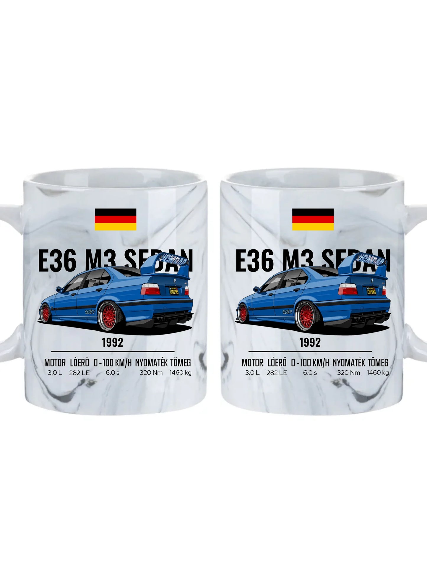 Autó illusztráció - E36 M3 Sedan 69. - Egyedi személyre szabható bögre