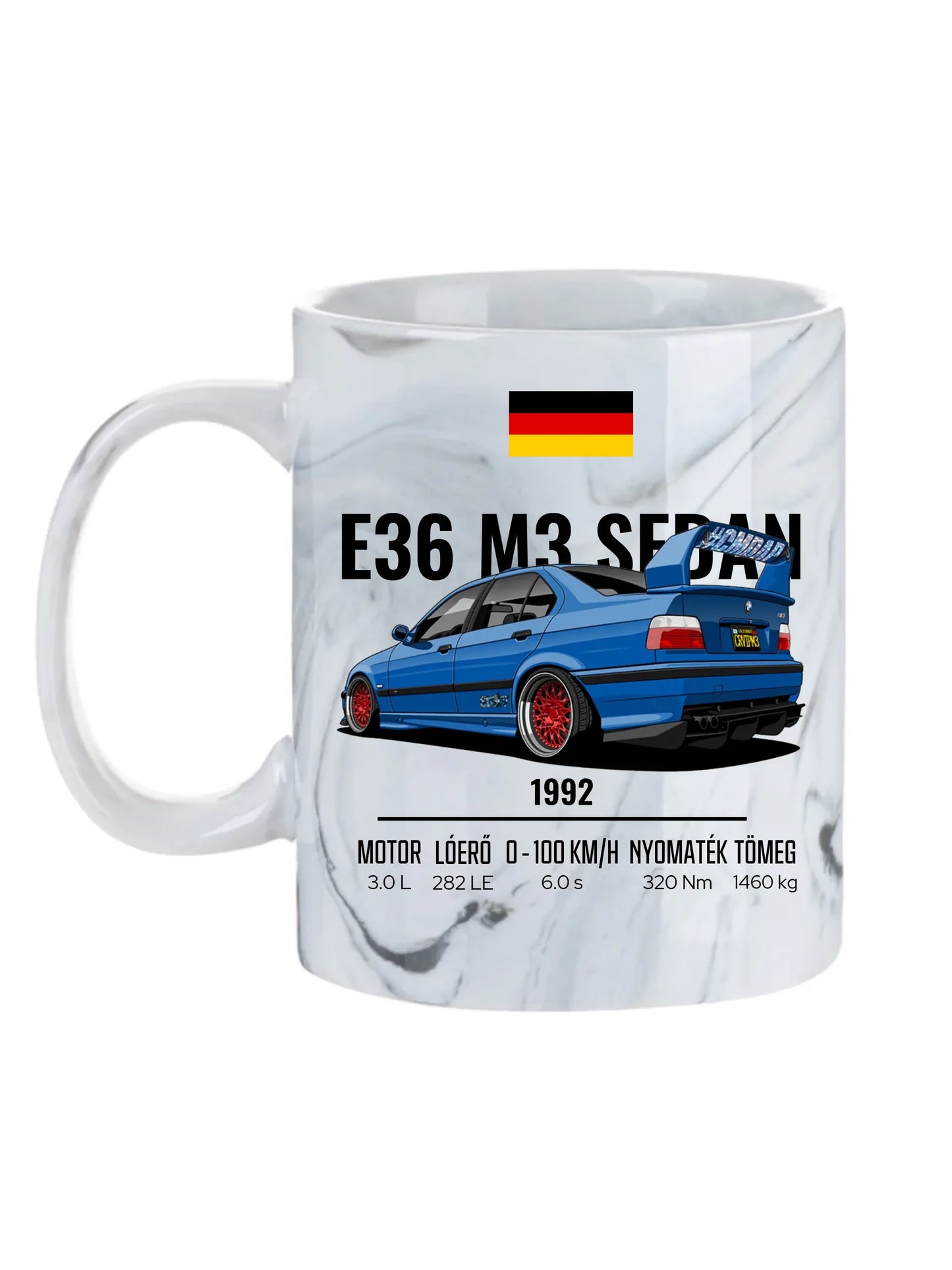 Autó illusztráció - E36 M3 Sedan 69. - Egyedi személyre szabható bögre