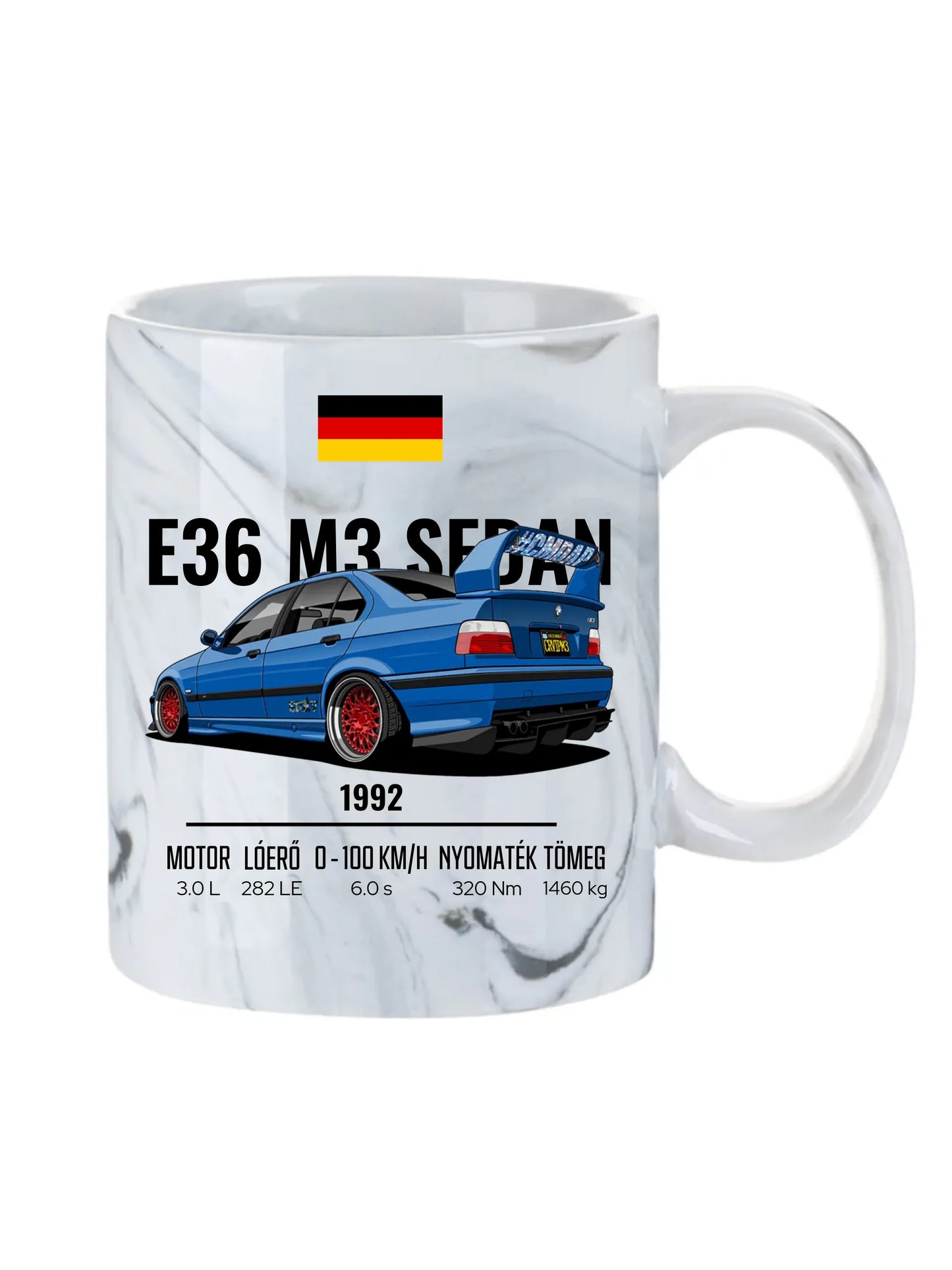 Autó illusztráció - E36 M3 Sedan 69. - Egyedi személyre szabható bögre