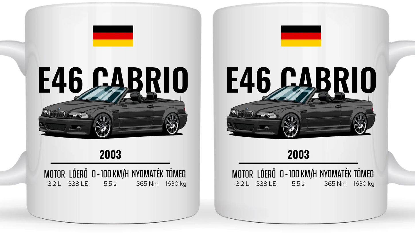 Autó illusztráció - E46 M3 Cabrio 70. - Egyedi személyre szabható bögre
