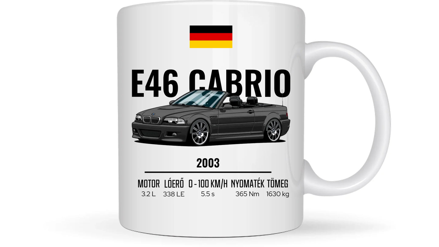 Autó illusztráció - E46 M3 Cabrio 70. - Egyedi személyre szabható bögre