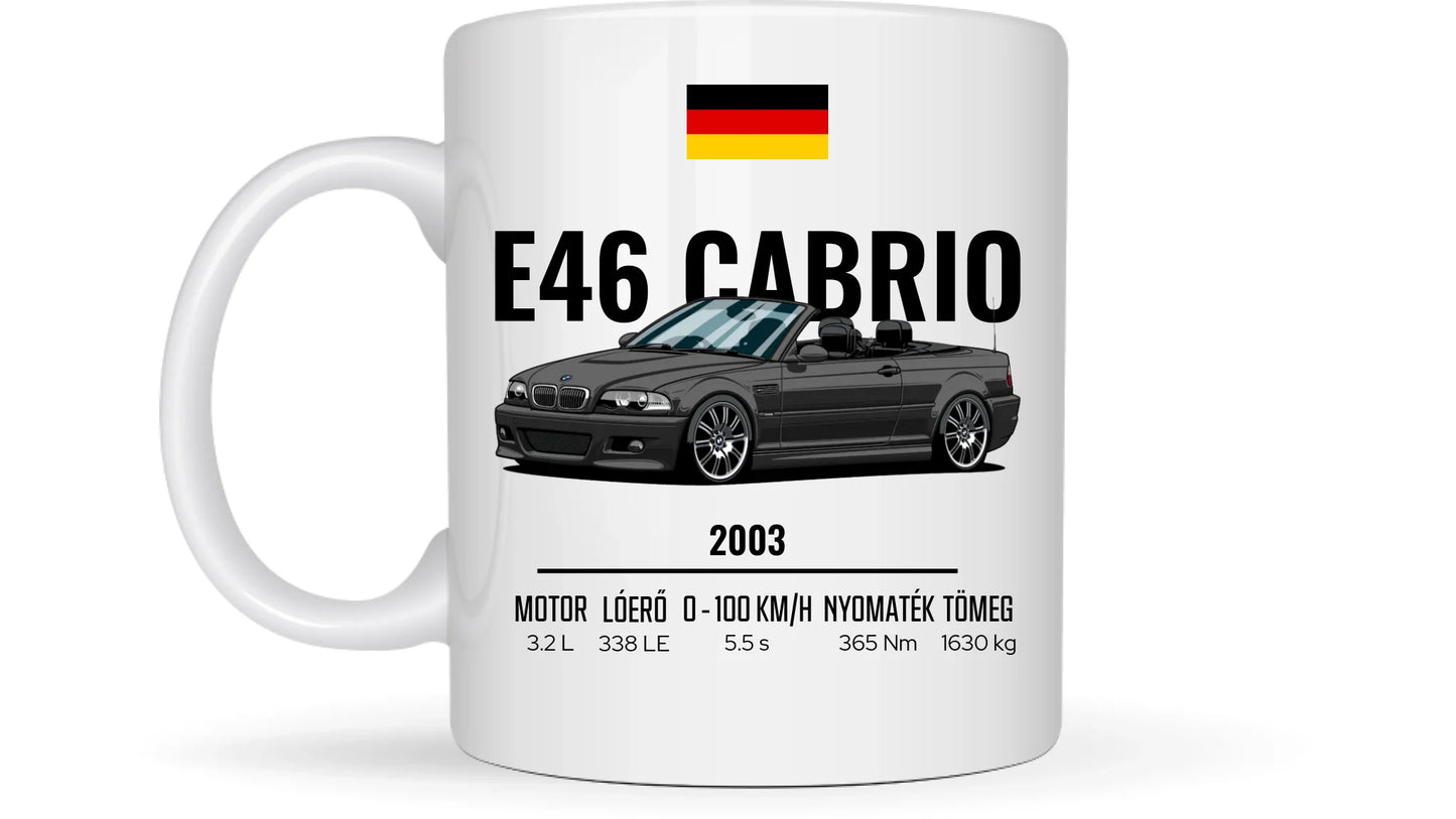 Autó illusztráció - E46 M3 Cabrio 70. - Egyedi személyre szabható bögre