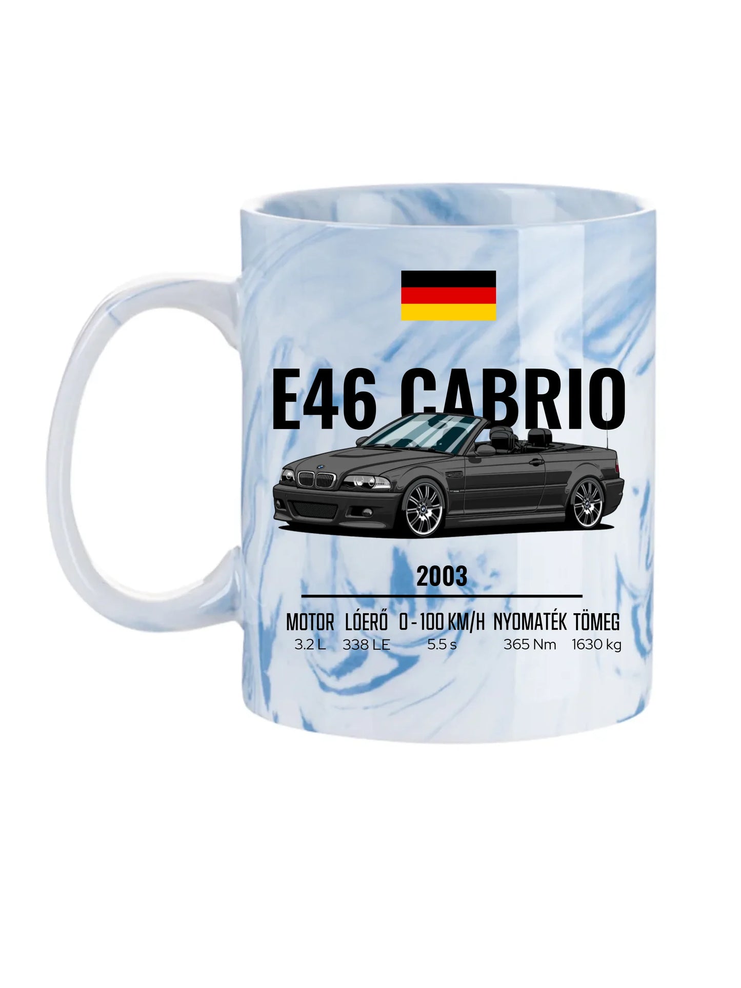 Autó illusztráció - E46 M3 Cabrio 70. - Egyedi személyre szabható bögre