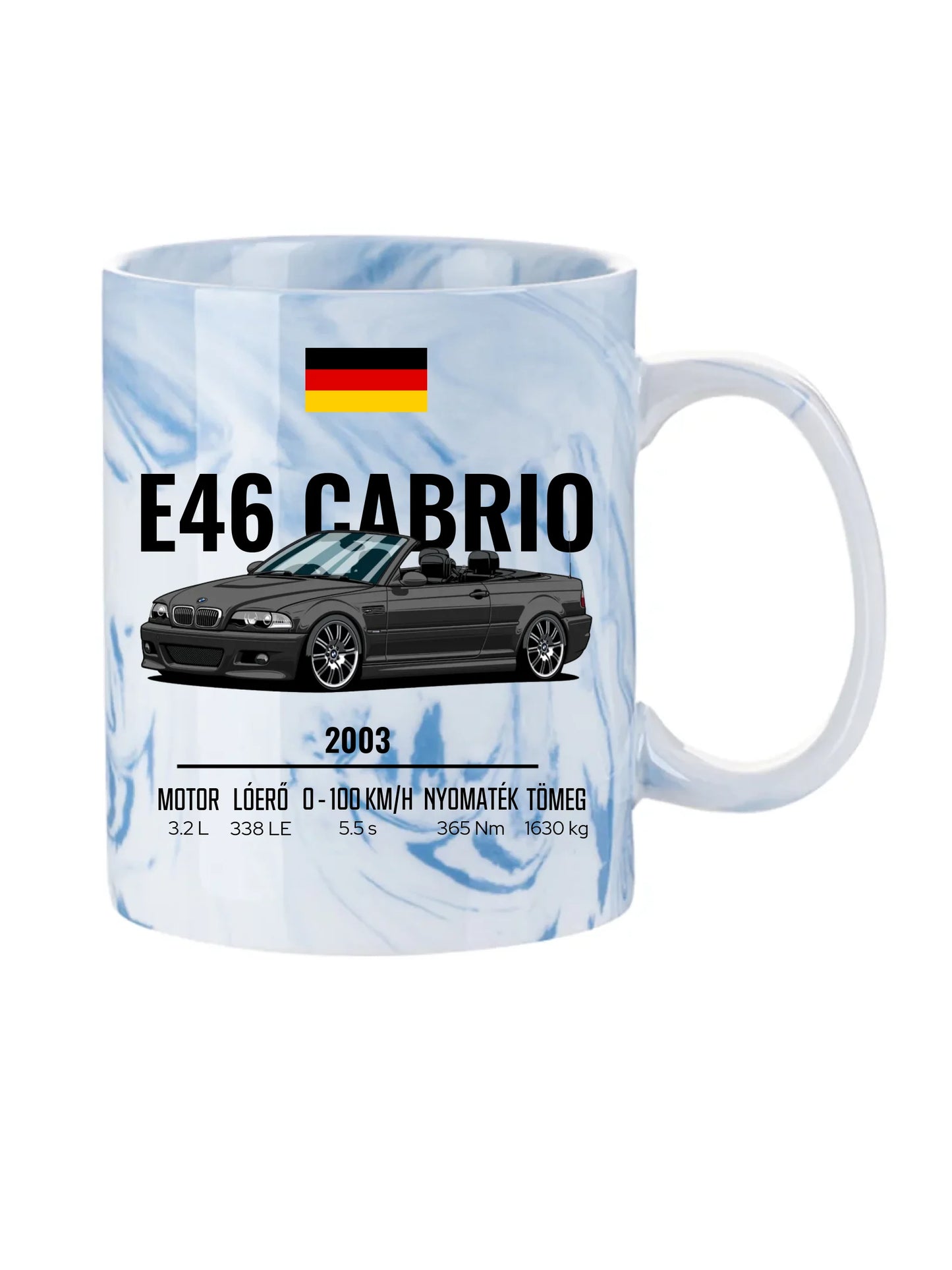 Autó illusztráció - E46 M3 Cabrio 70. - Egyedi személyre szabható bögre