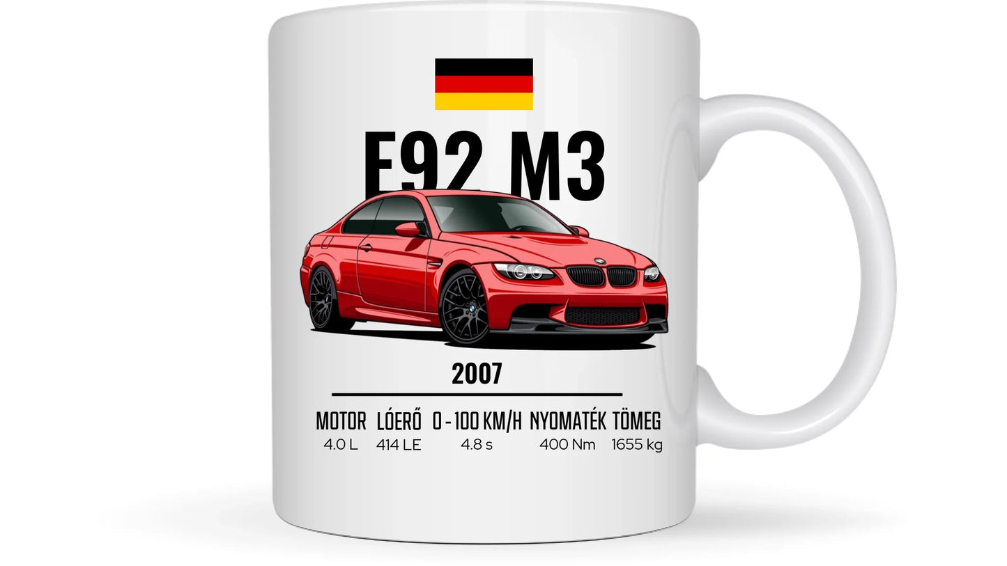 Autó illusztráció - E92 M3 71. - Egyedi személyre szabható bögre