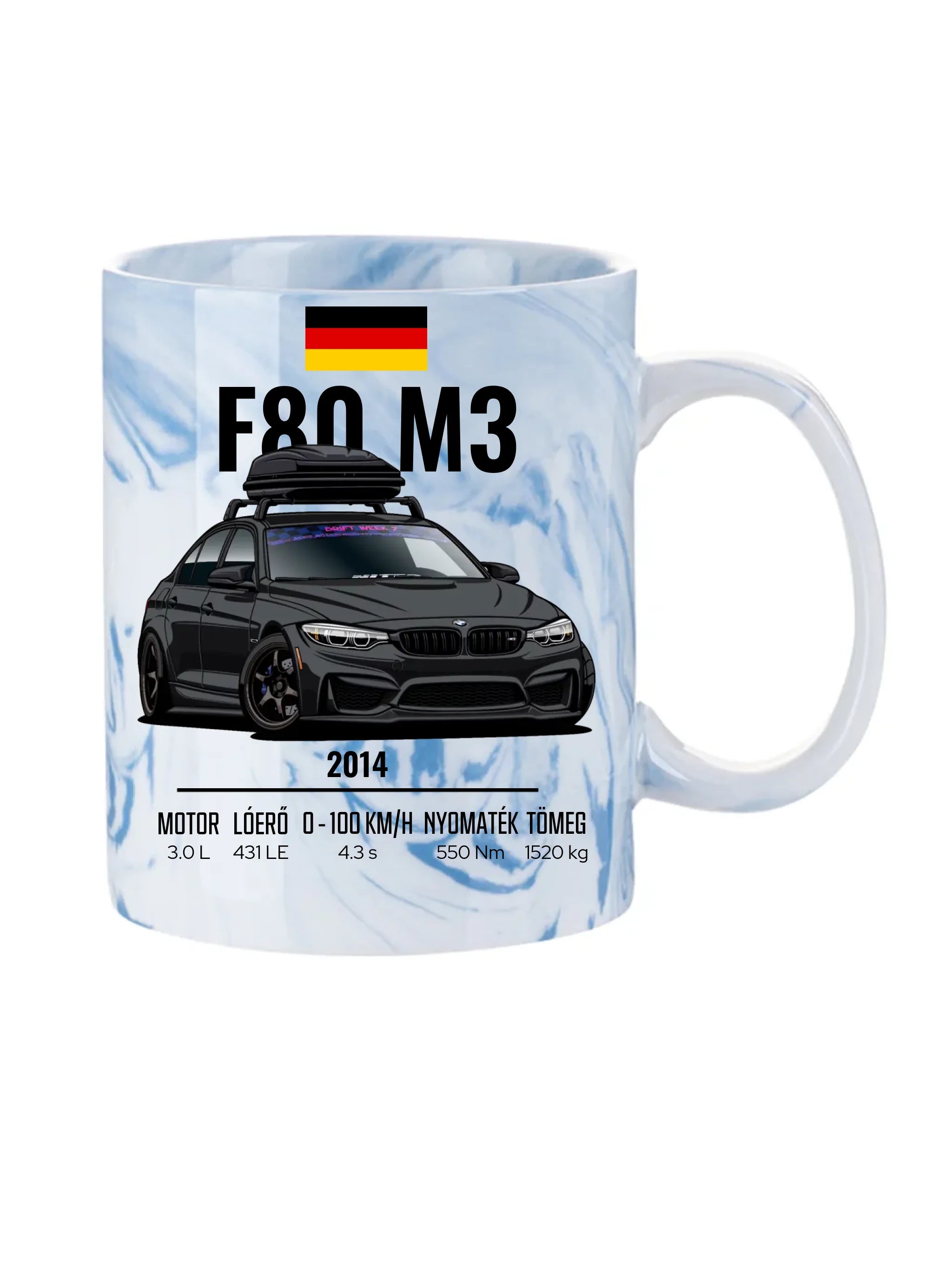 Autó illusztráció - F80 M3 77. - Egyedi személyre szabható bögre
