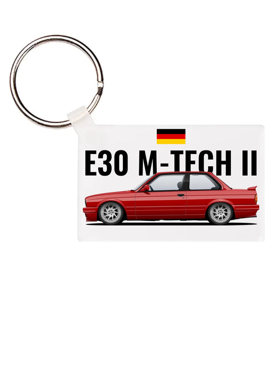 Autó illusztráció - E30 M-Tech II 64. - Egyedi személyre szabható kulcstartó