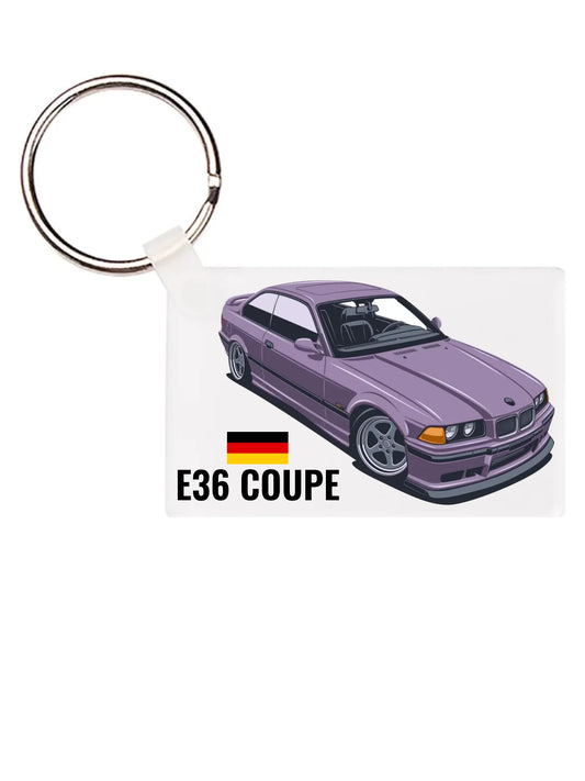 Autó illusztráció - E36 Coupe 66. - Egyedi személyre szabható kulcstartó