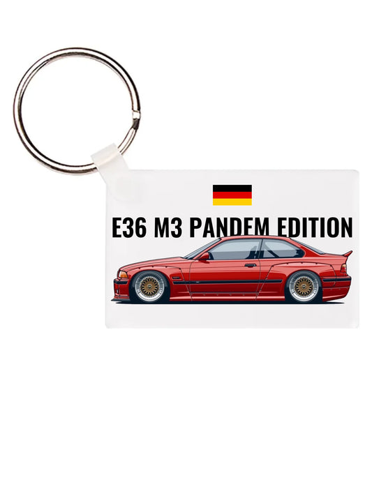 Autó illusztráció - E36 M3 Pandem Edition 68. - Egyedi személyre szabható kulcstartó
