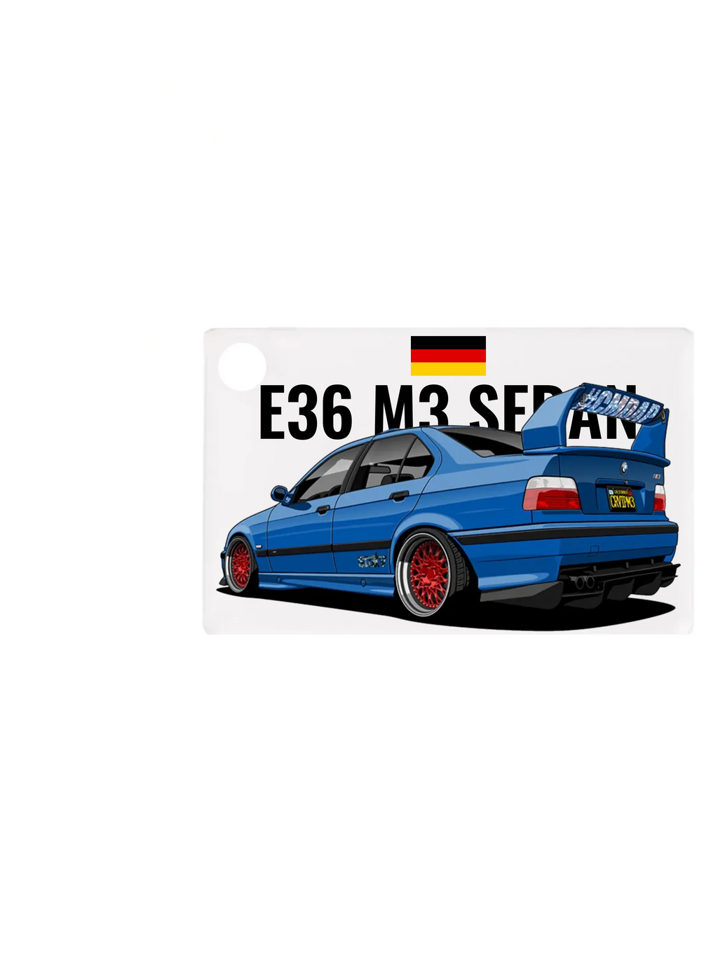 Autó illusztráció - E36 M3 Sedan 69. - Egyedi személyre szabható kulcstartó