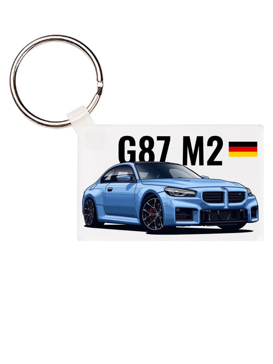 Autó illusztráció - G87 M2 72. - Egyedi személyre szabható kulcstartó