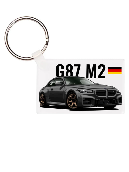 Autó illusztráció - G87 M2 73. - Egyedi személyre szabható kulcstartó