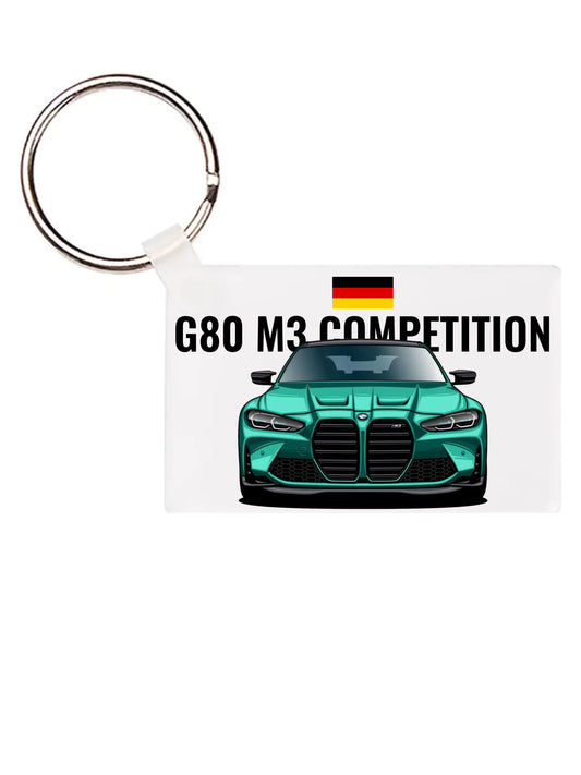 Autó illusztráció - G80 M3 Competition 74. - Egyedi személyre szabható kulcstartó