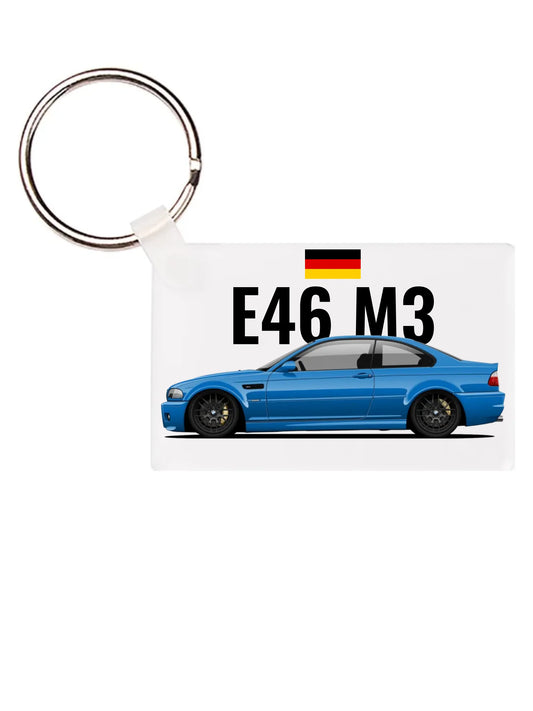 Autó illusztráció - E46 M3 75. - Egyedi személyre szabható kulcstartó
