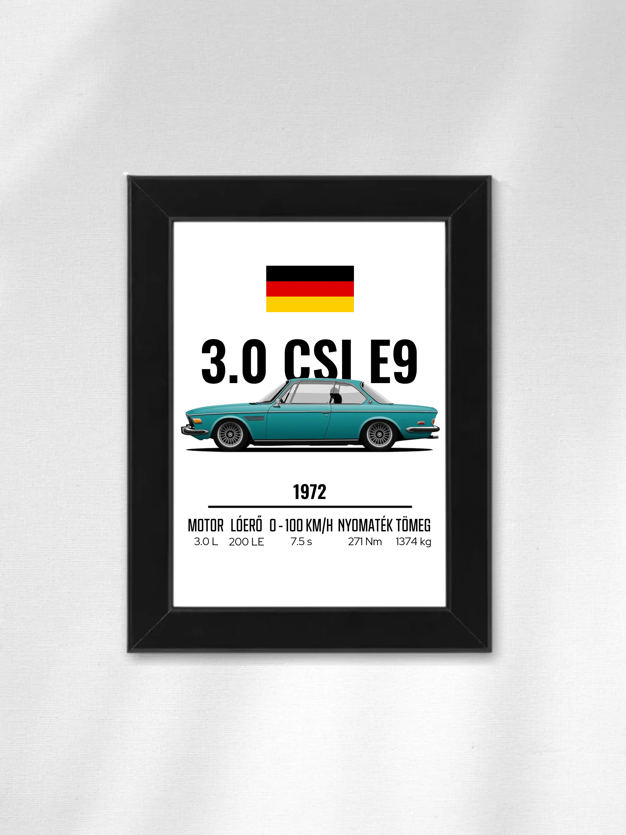 Autó illusztráció - 3.0 CSI E9 60. - Egyedi személyre szabható falikép