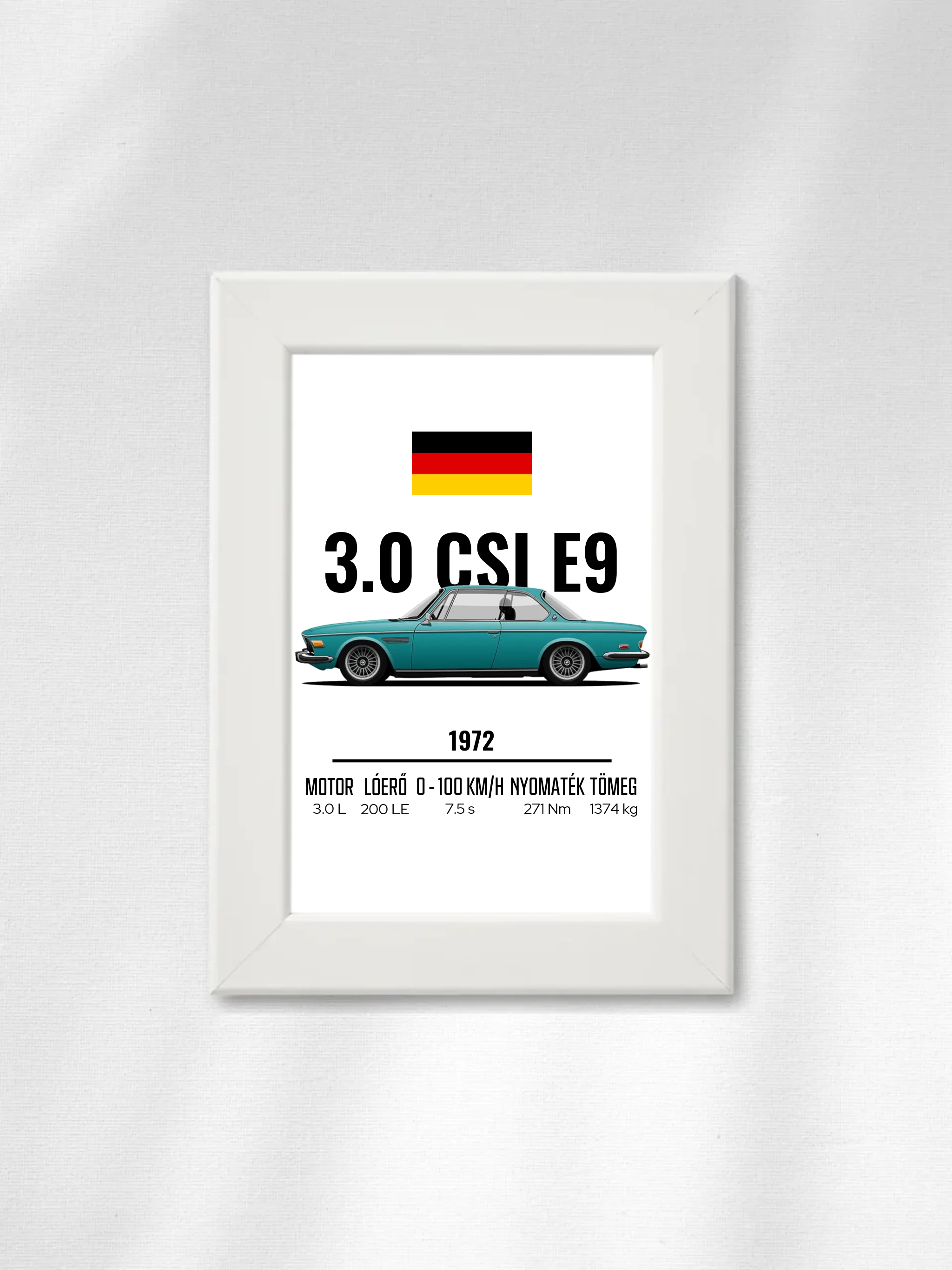 Autó illusztráció - 3.0 CSI E9 60. - Egyedi személyre szabható falikép