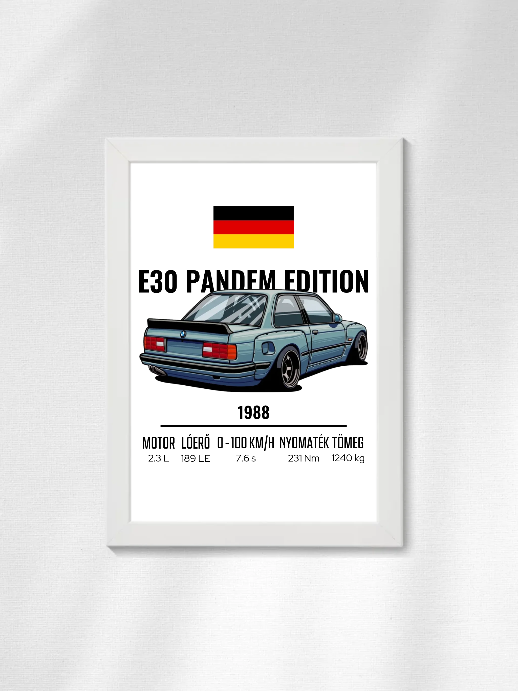 Autó illusztráció - E30 Pandem Edition 65. - Egyedi személyre szabható falikép