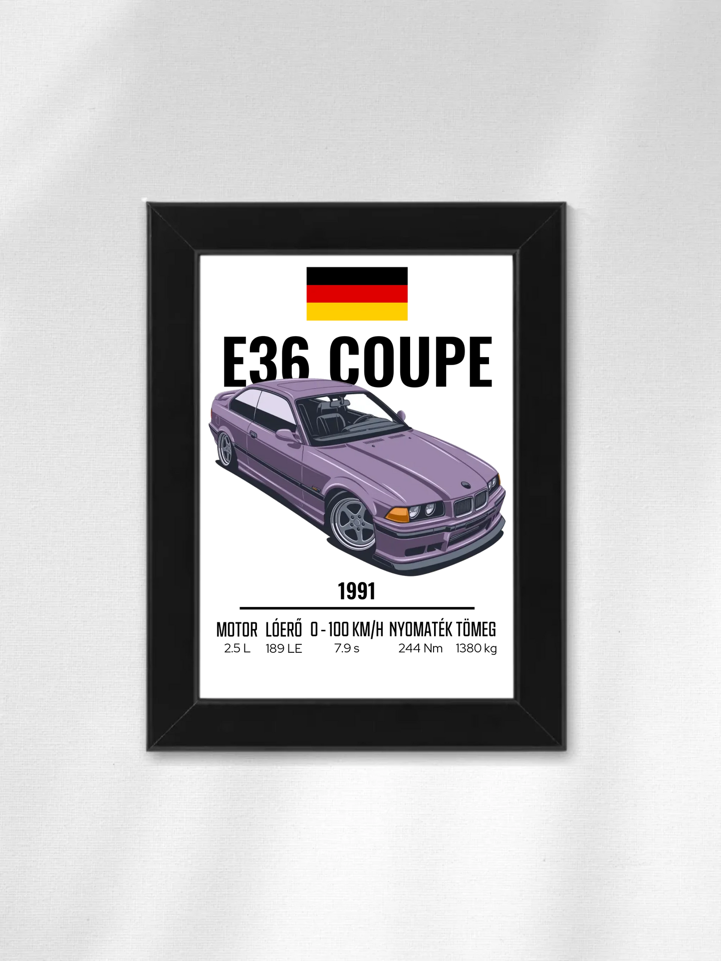 Autó illusztráció - E36 Coupe 66. - Egyedi személyre szabható falikép