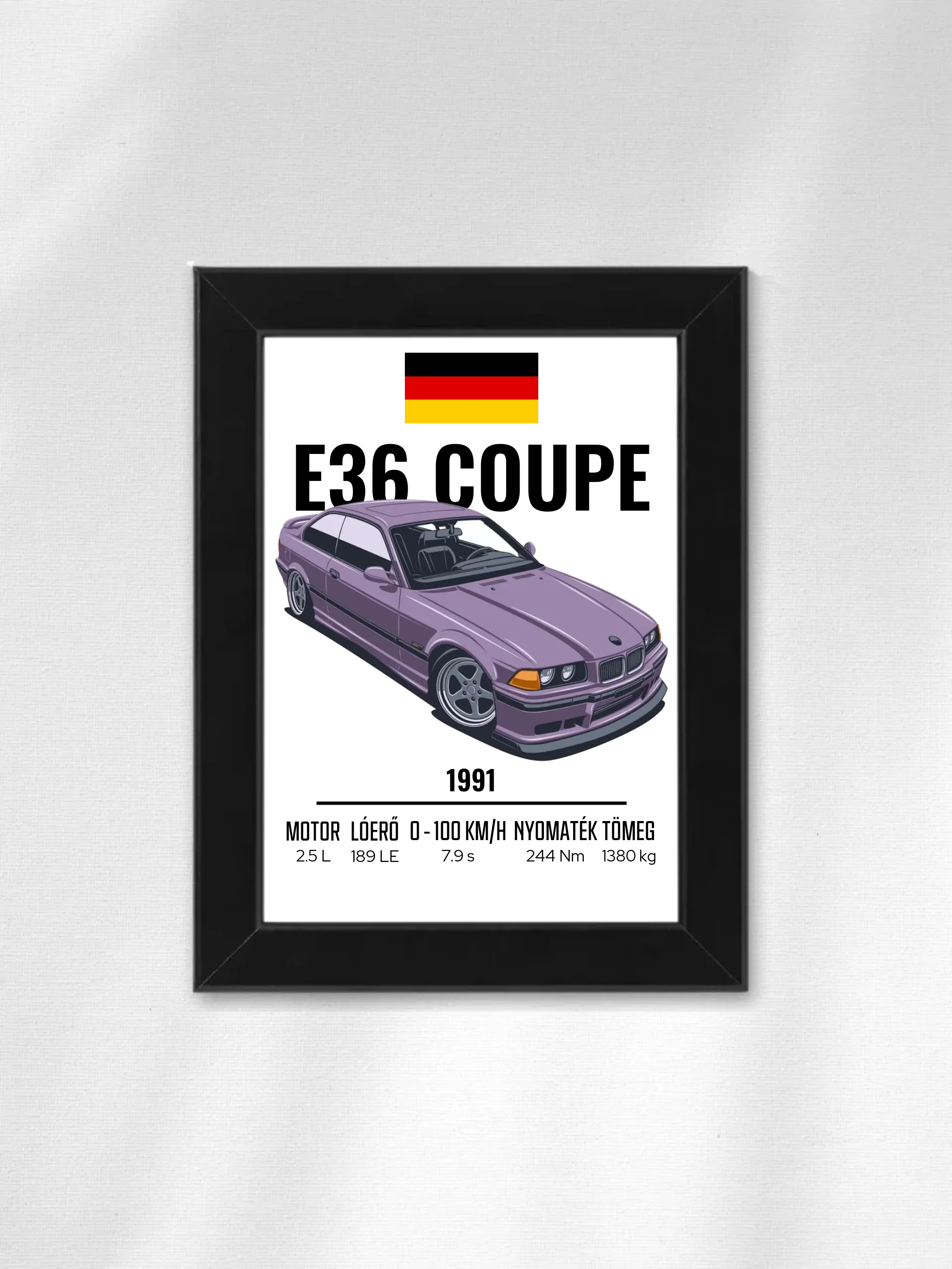 Autó illusztráció - E36 Coupe 66. - Egyedi személyre szabható falikép