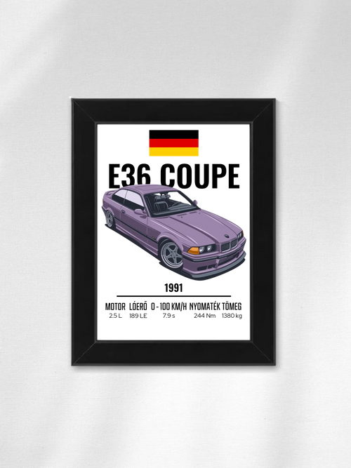 Autó illusztráció - E36 Coupe 66. - Egyedi személyre szabható falikép