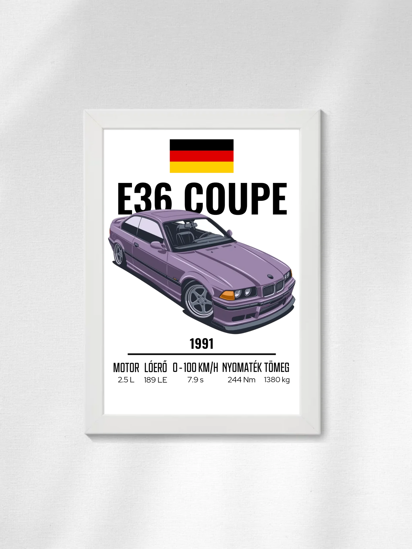 Autó illusztráció - E36 Coupe 66. - Egyedi személyre szabható falikép