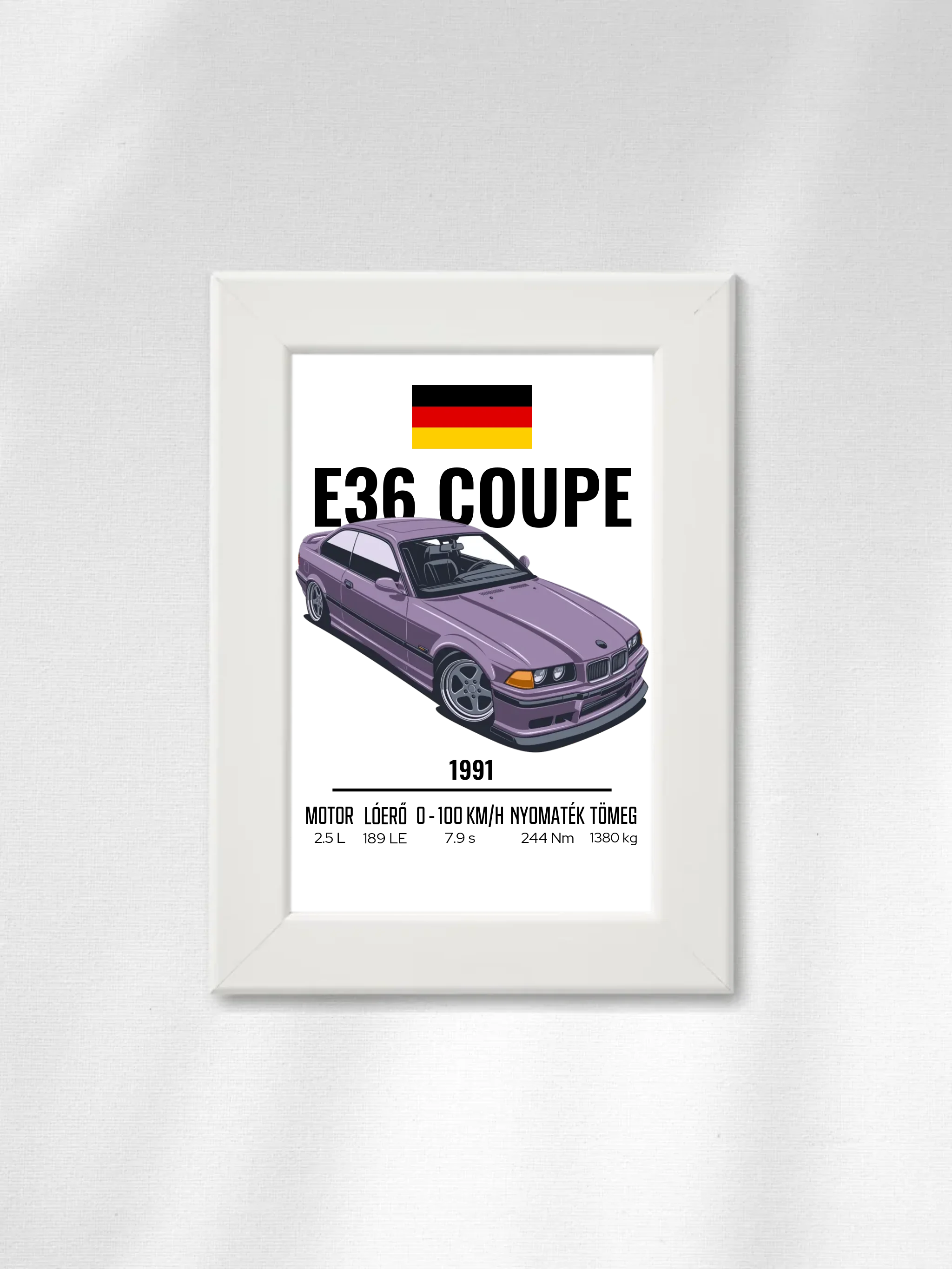 Autó illusztráció - E36 Coupe 66. - Egyedi személyre szabható falikép