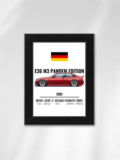 Autó illusztráció - E36 M3 Pandem Edition 68. - Egyedi személyre szabható falikép