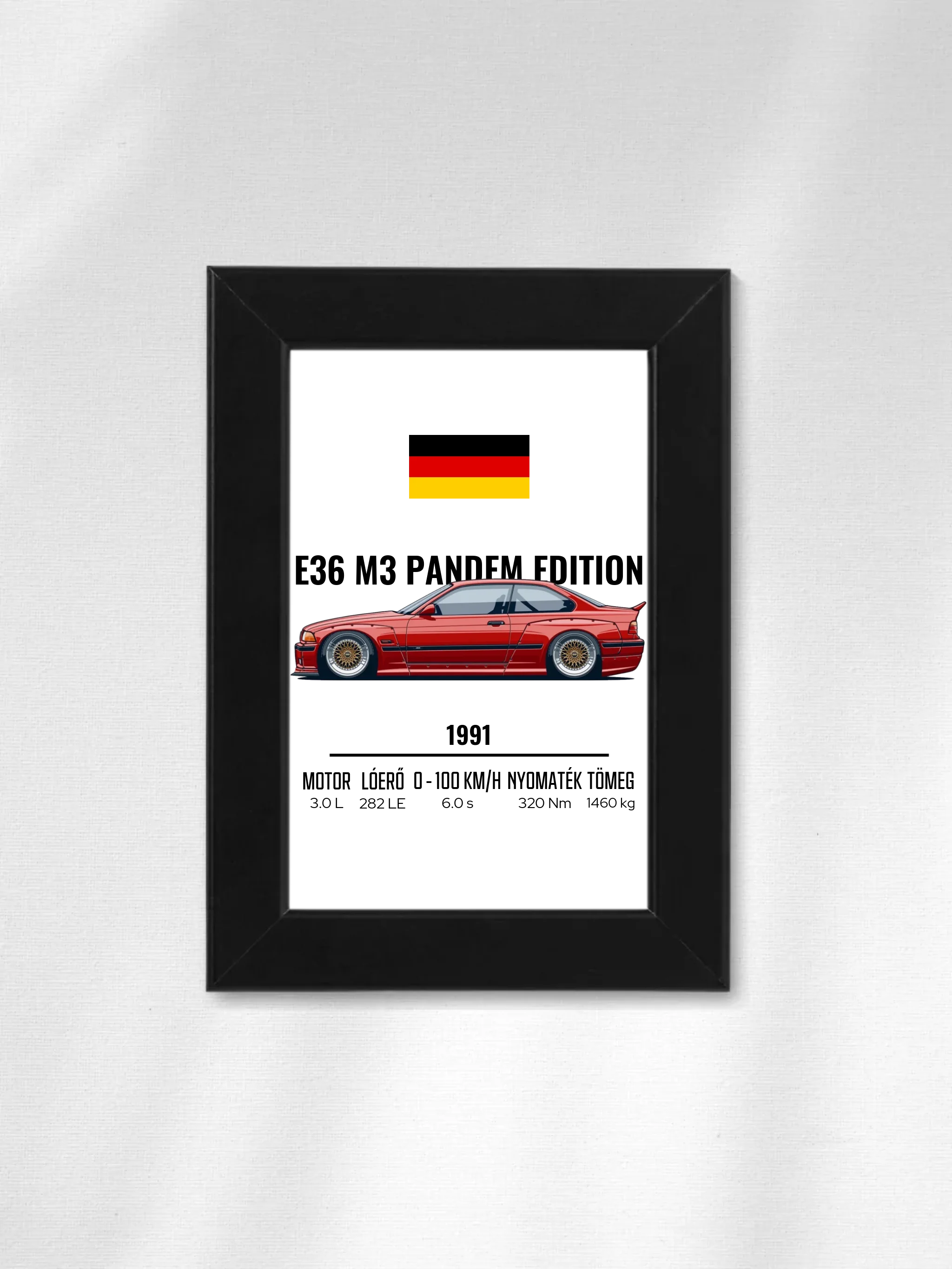 Autó illusztráció - E36 M3 Pandem Edition 68. - Egyedi személyre szabható falikép