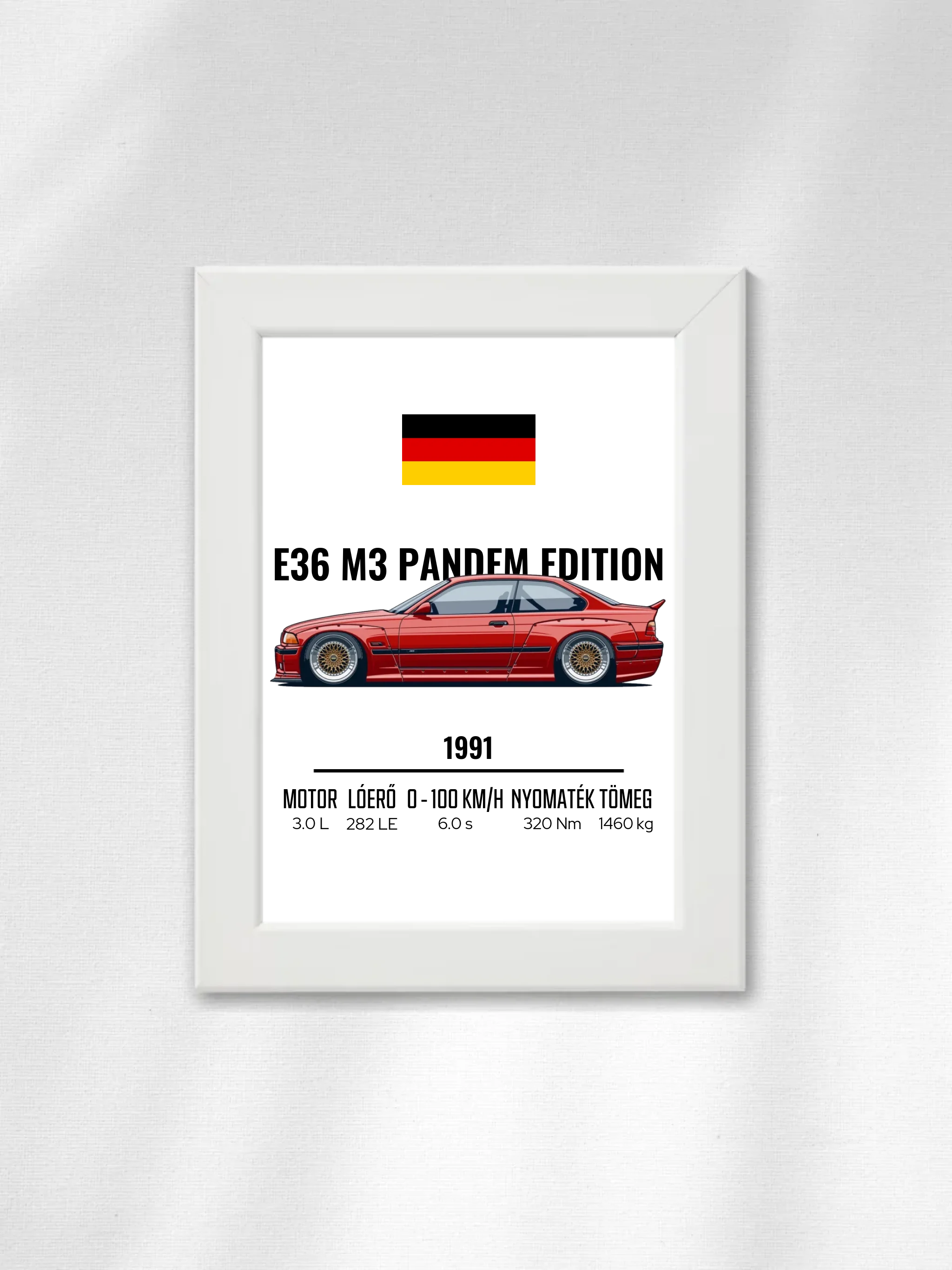 Autó illusztráció - E36 M3 Pandem Edition 68. - Egyedi személyre szabható falikép