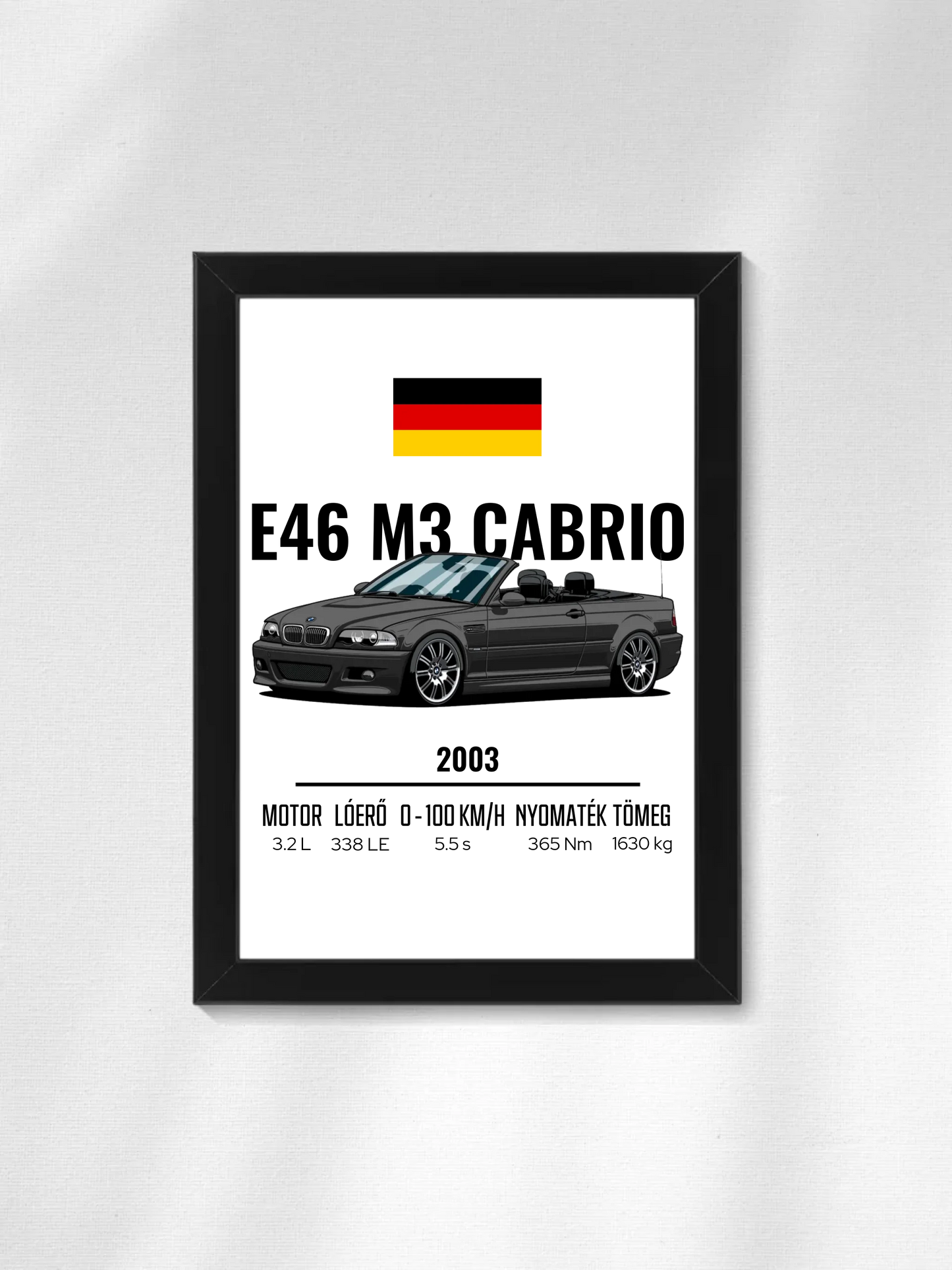 Autó illusztráció - E46 M3 70. - Egyedi személyre szabható falikép