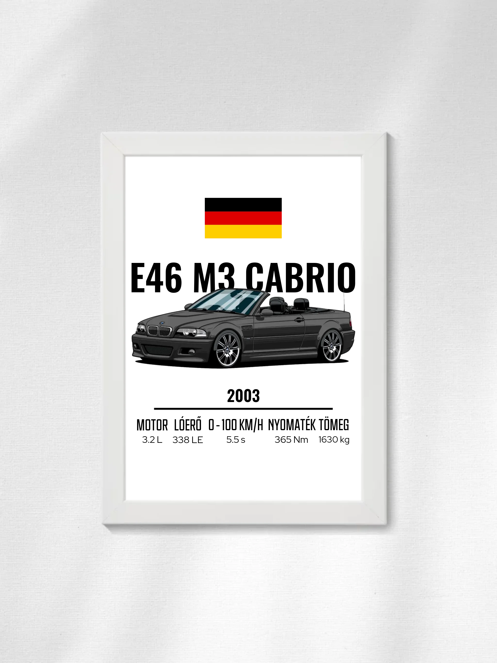 Autó illusztráció - E46 M3 70. - Egyedi személyre szabható falikép