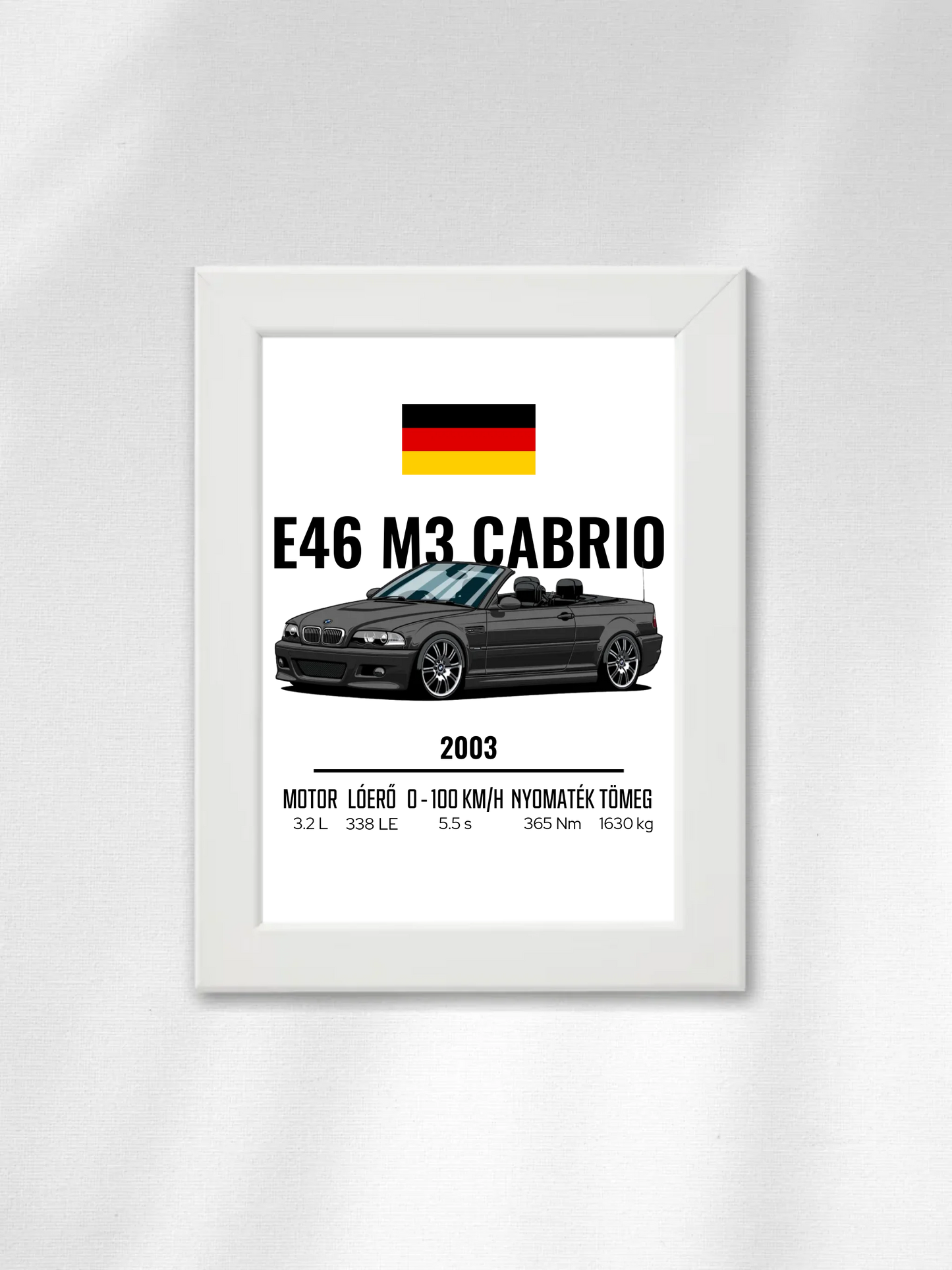 Autó illusztráció - E46 M3 70. - Egyedi személyre szabható falikép
