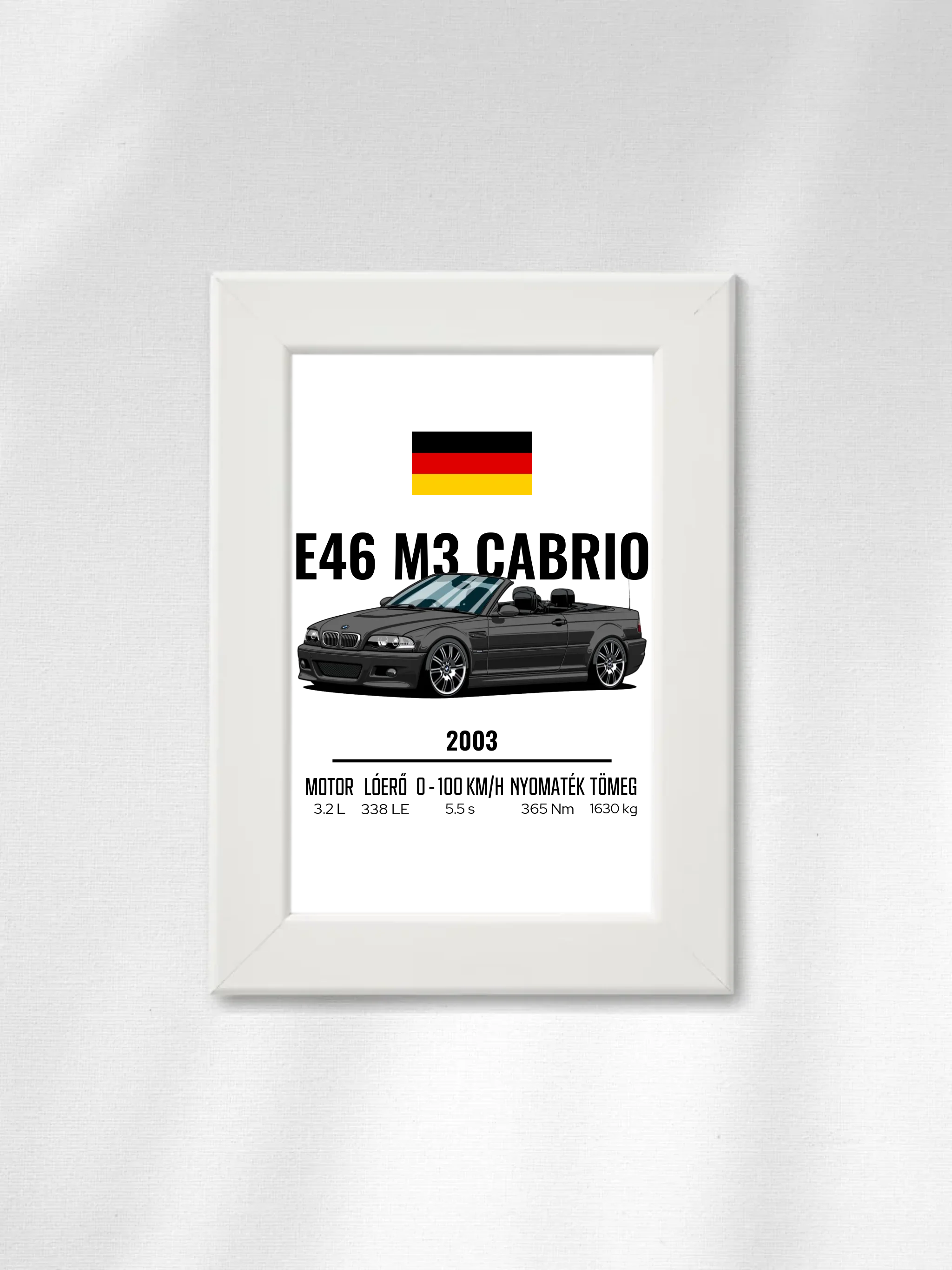Autó illusztráció - E46 M3 70. - Egyedi személyre szabható falikép