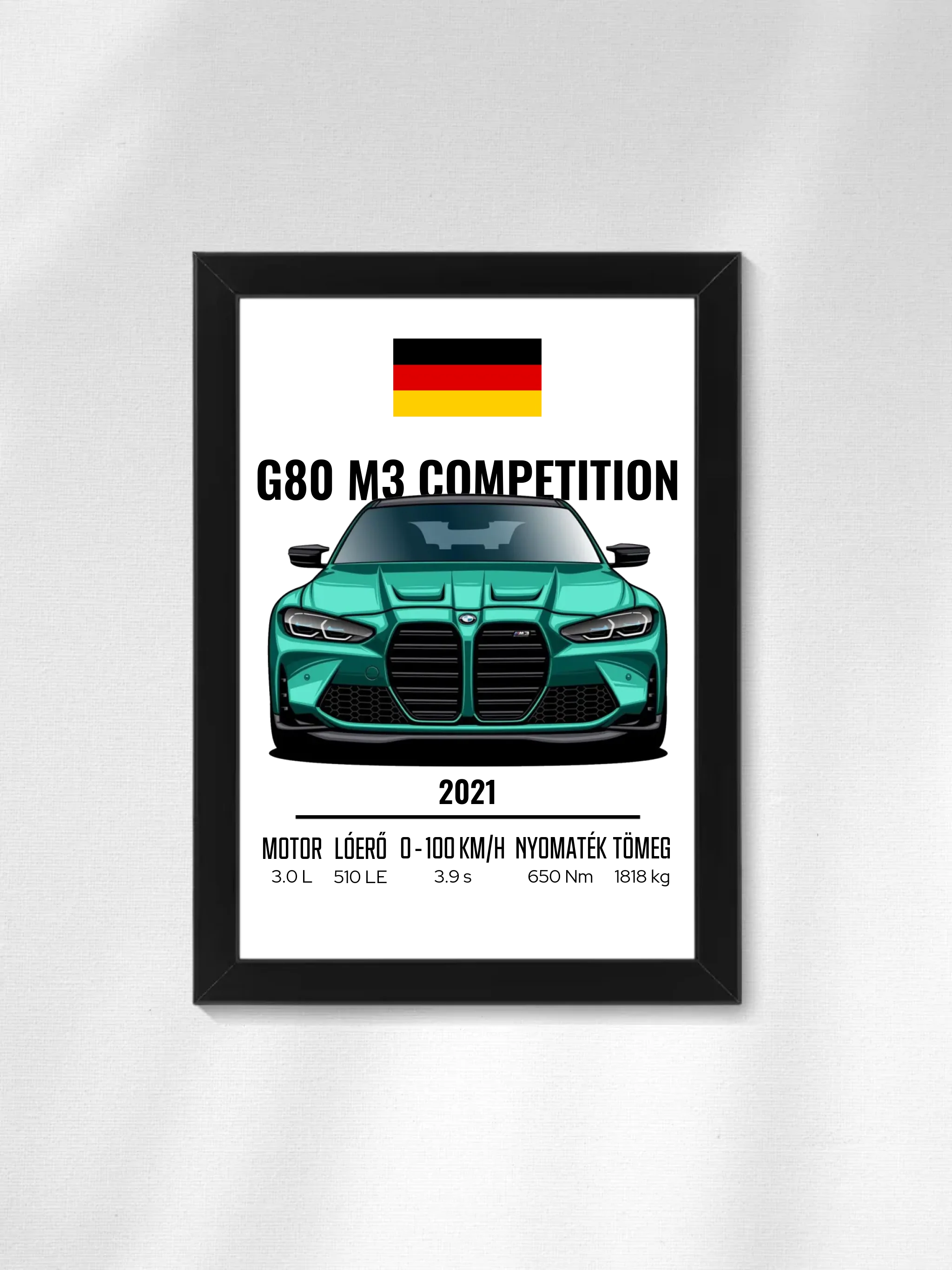 Autó illusztráció - G80 M3 Competition 74. - Egyedi személyre szabható falikép
