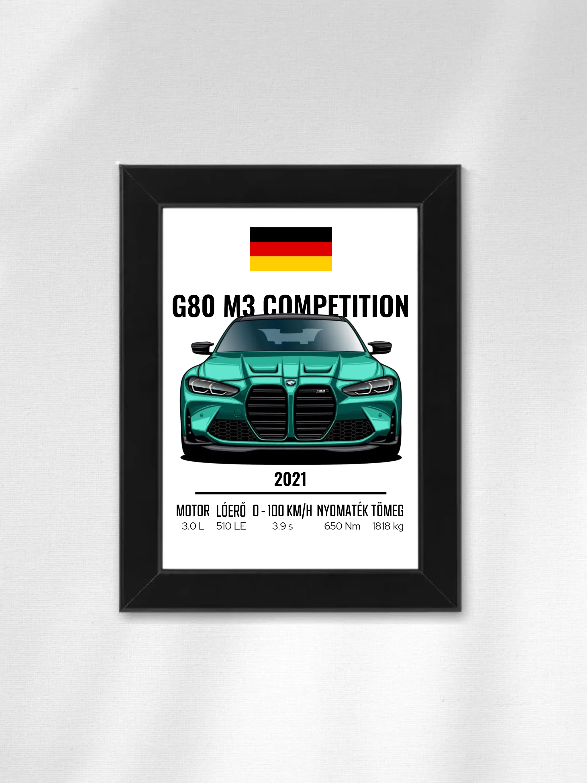 Autó illusztráció - G80 M3 Competition 74. - Egyedi személyre szabható falikép
