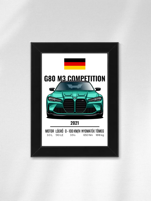 Autó illusztráció - G80 M3 Competition 74. - Egyedi személyre szabható falikép