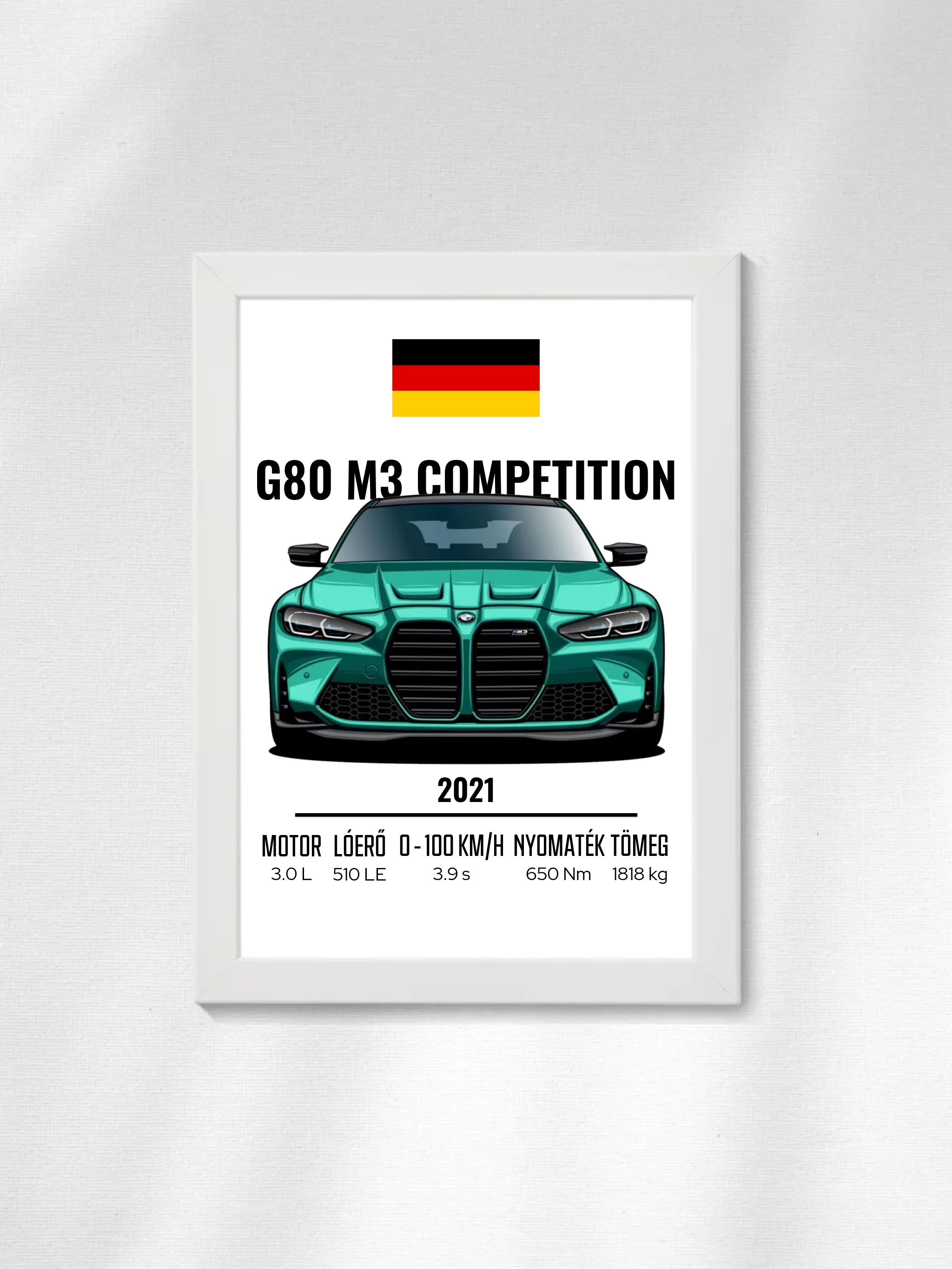 Autó illusztráció - G80 M3 Competition 74. - Egyedi személyre szabható falikép