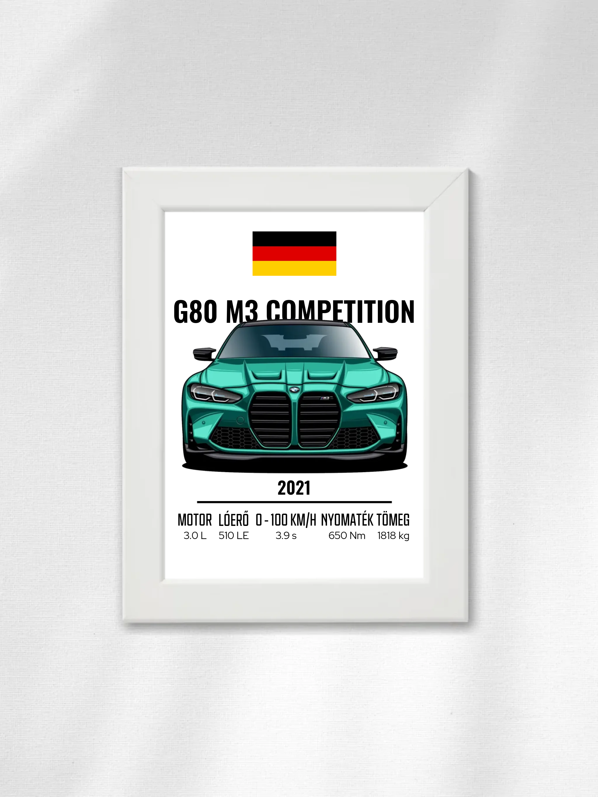 Autó illusztráció - G80 M3 Competition 74. - Egyedi személyre szabható falikép