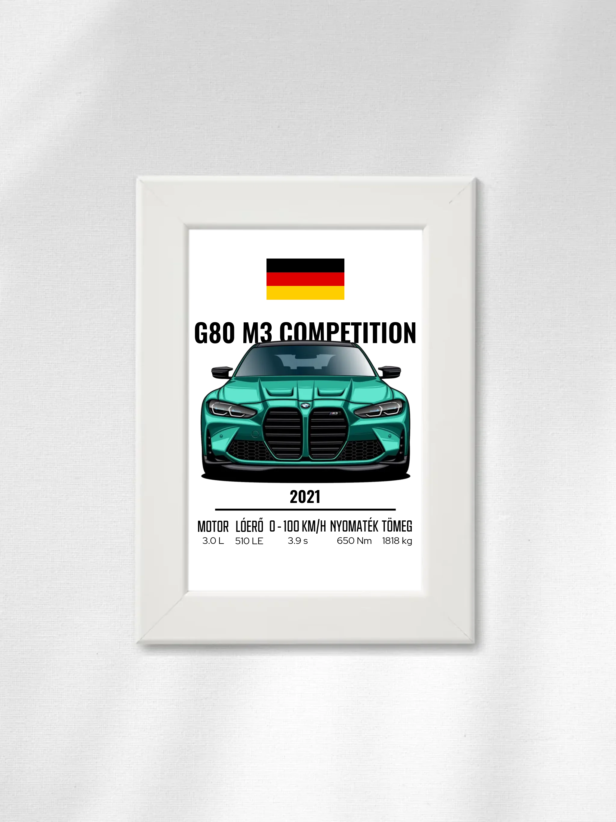 Autó illusztráció - G80 M3 Competition 74. - Egyedi személyre szabható falikép
