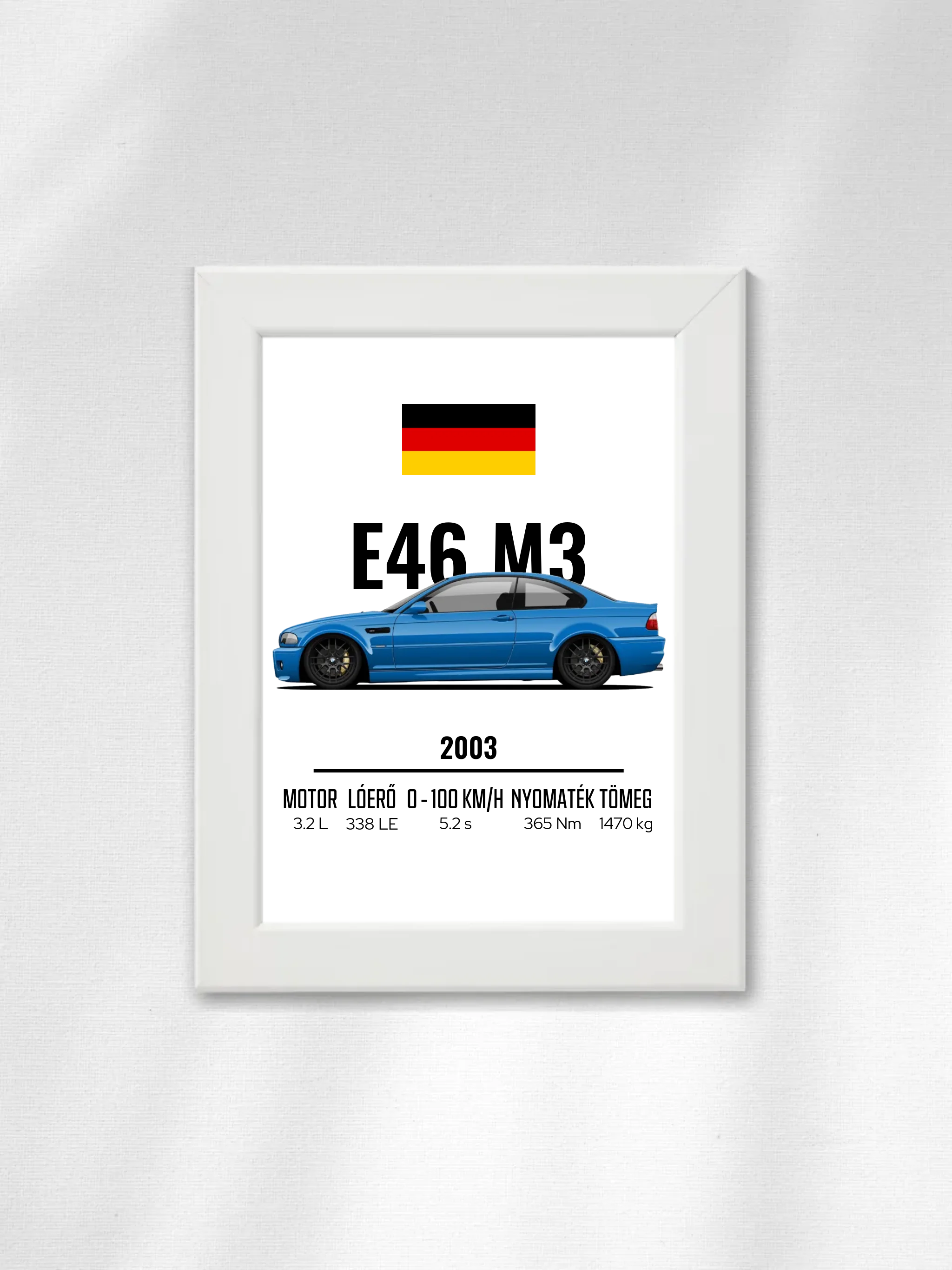 Autó illusztráció - E46 M3 75. - Egyedi személyre szabható falikép