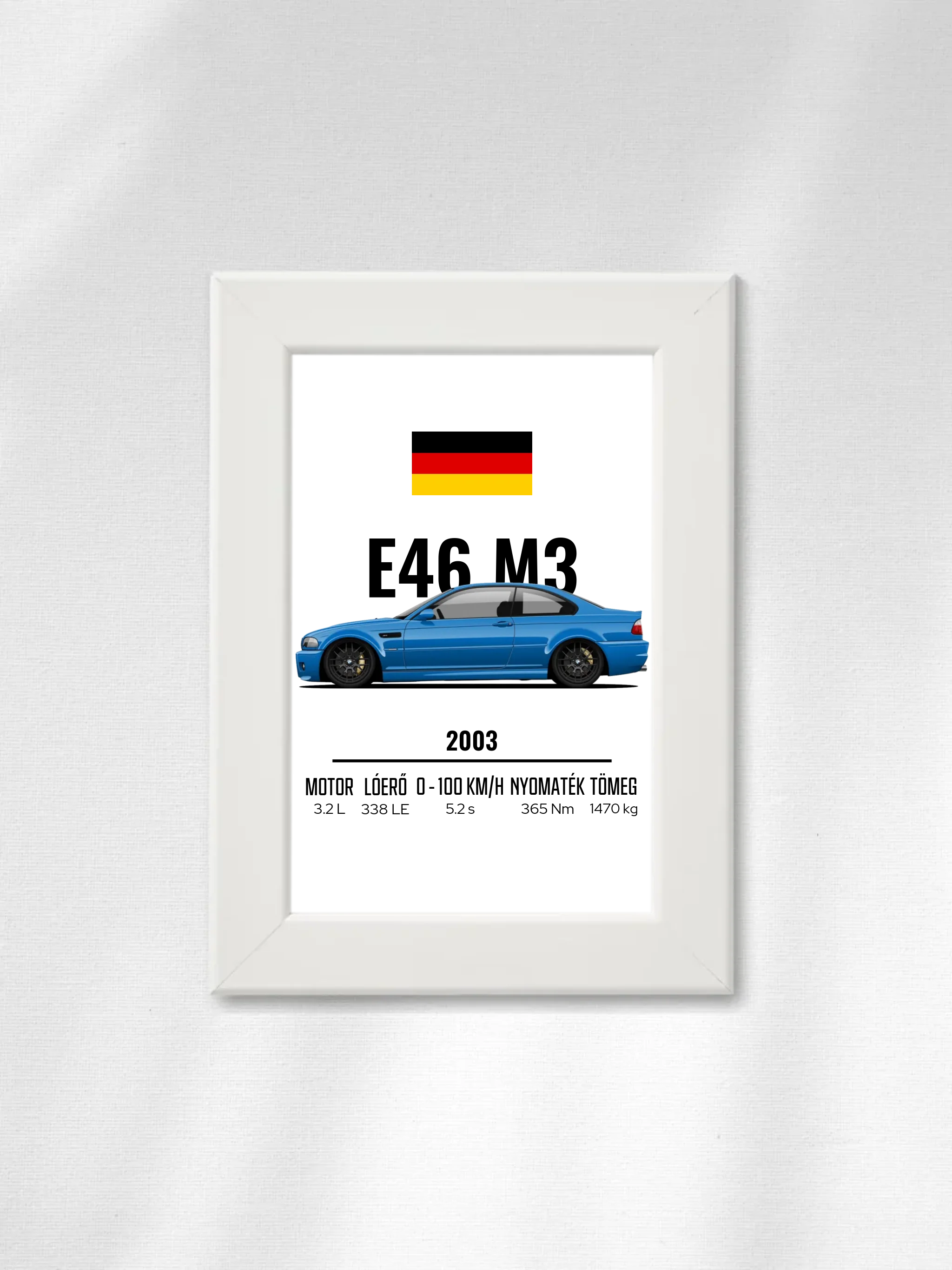 Autó illusztráció - E46 M3 75. - Egyedi személyre szabható falikép