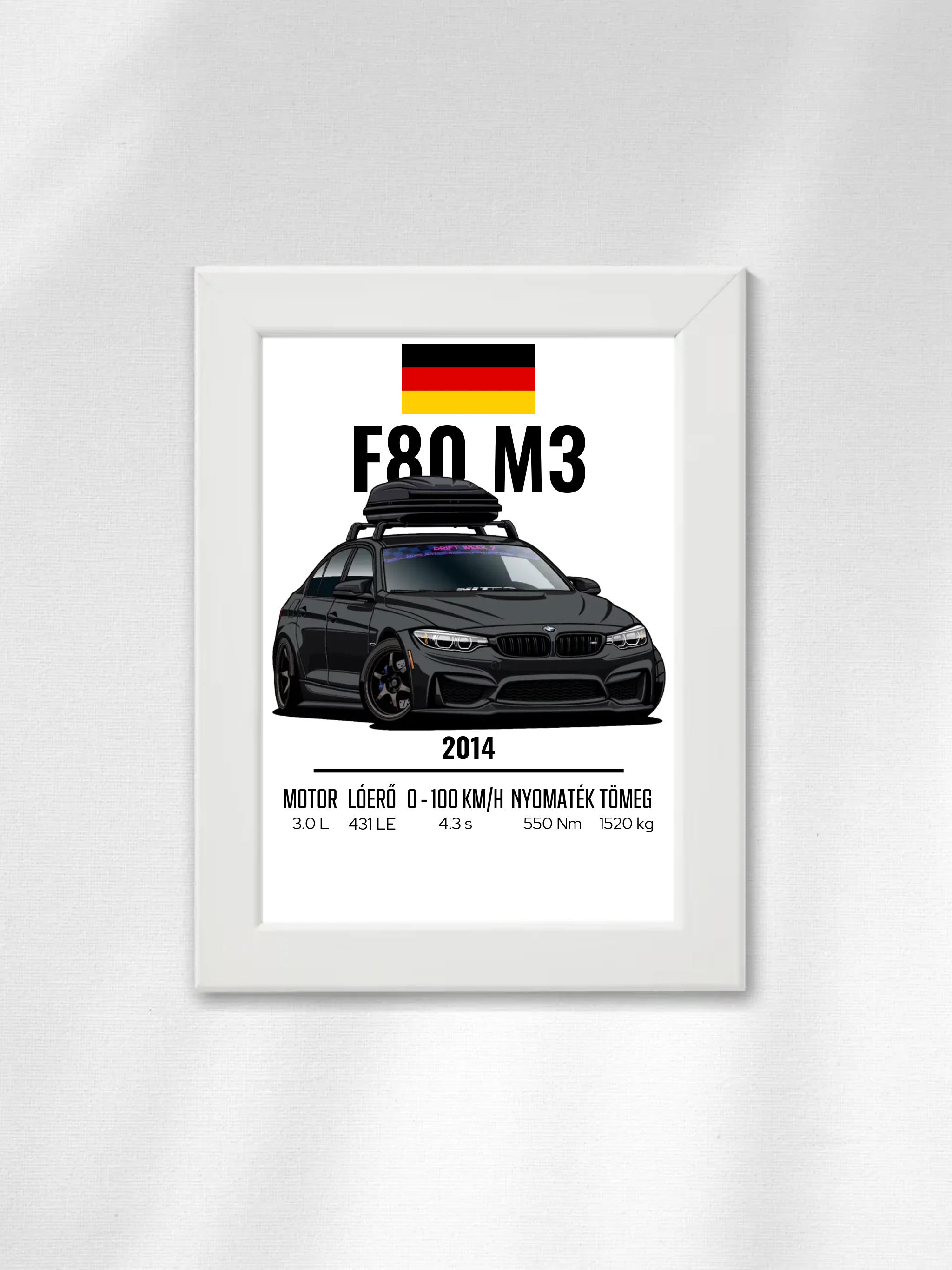 Autó illusztráció - F80 M3 77. - Egyedi személyre szabható falikép