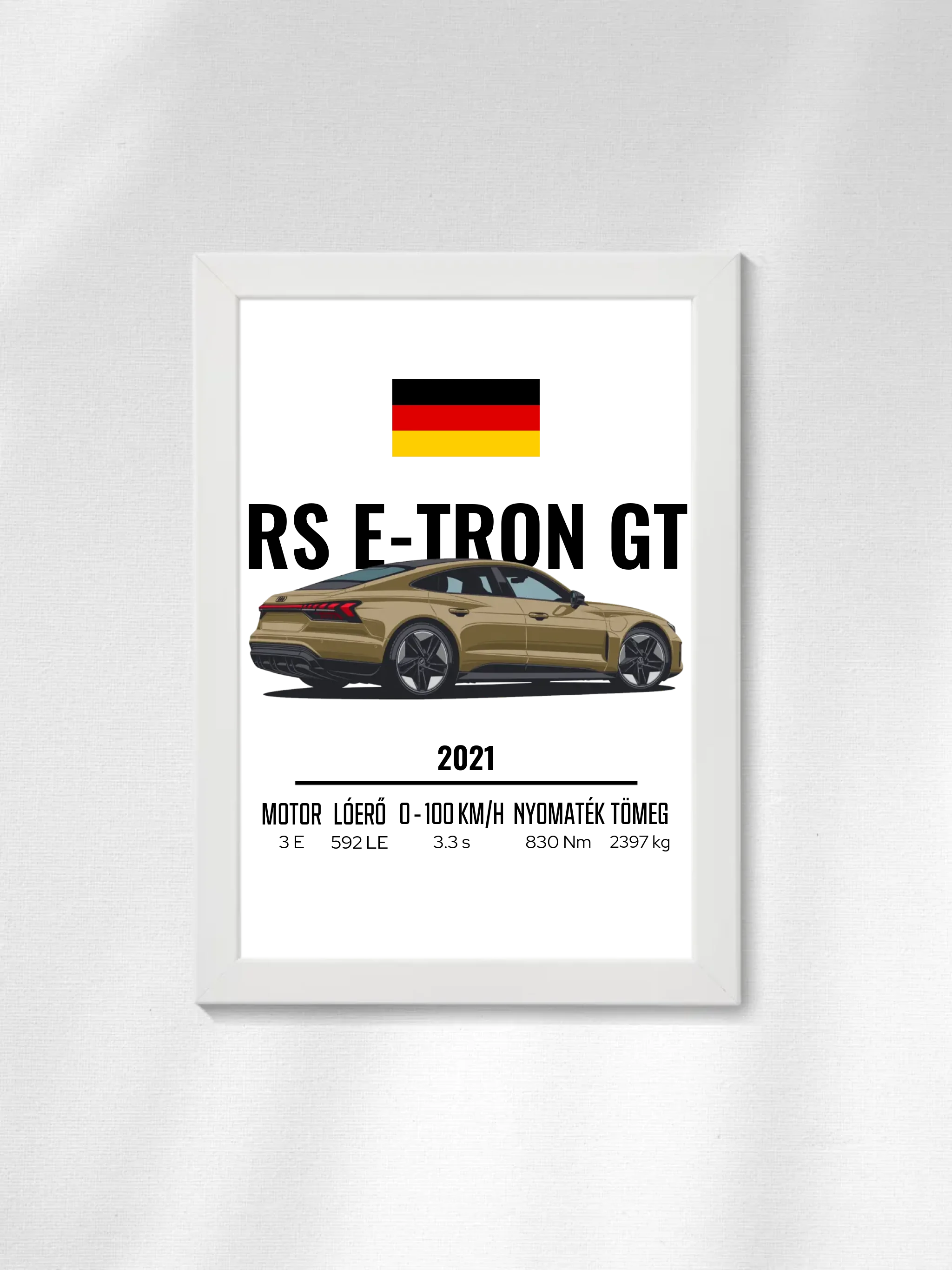 Autó illusztráció - RS E-TRON GT 23. - Egyedi személyre szabható falikép