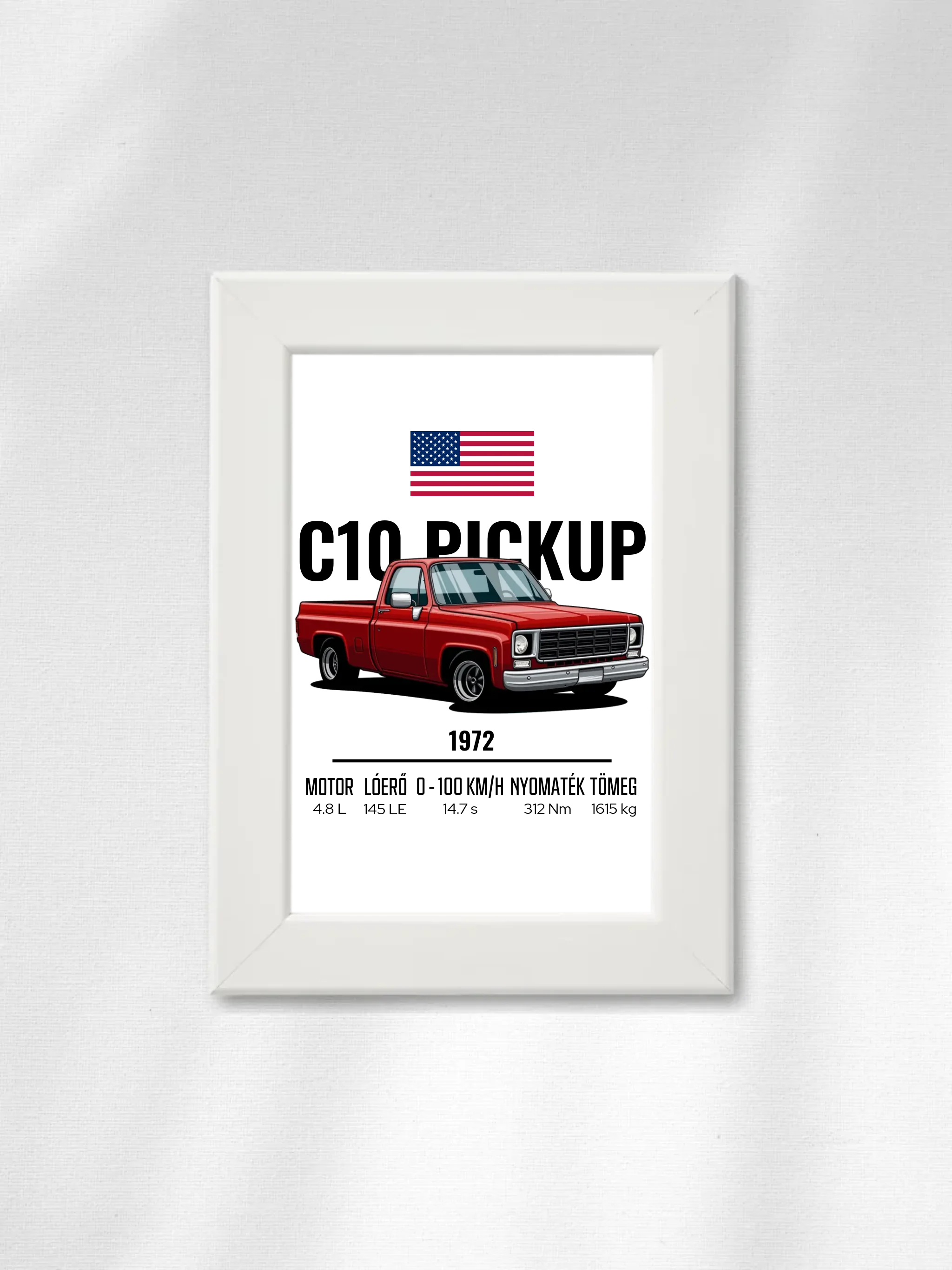 Autó illusztráció - C10 Pickup 1. - Falikép