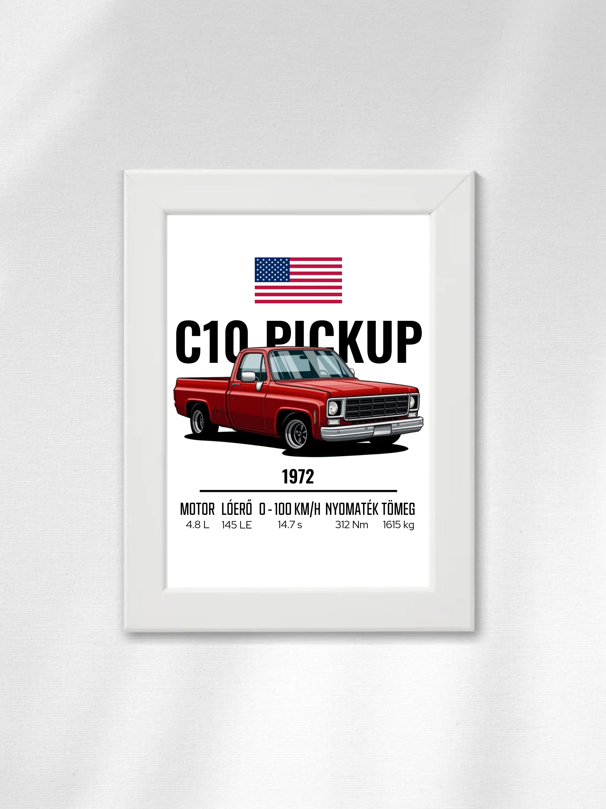 Autó illusztráció - C10 Pickup 1. - Falikép