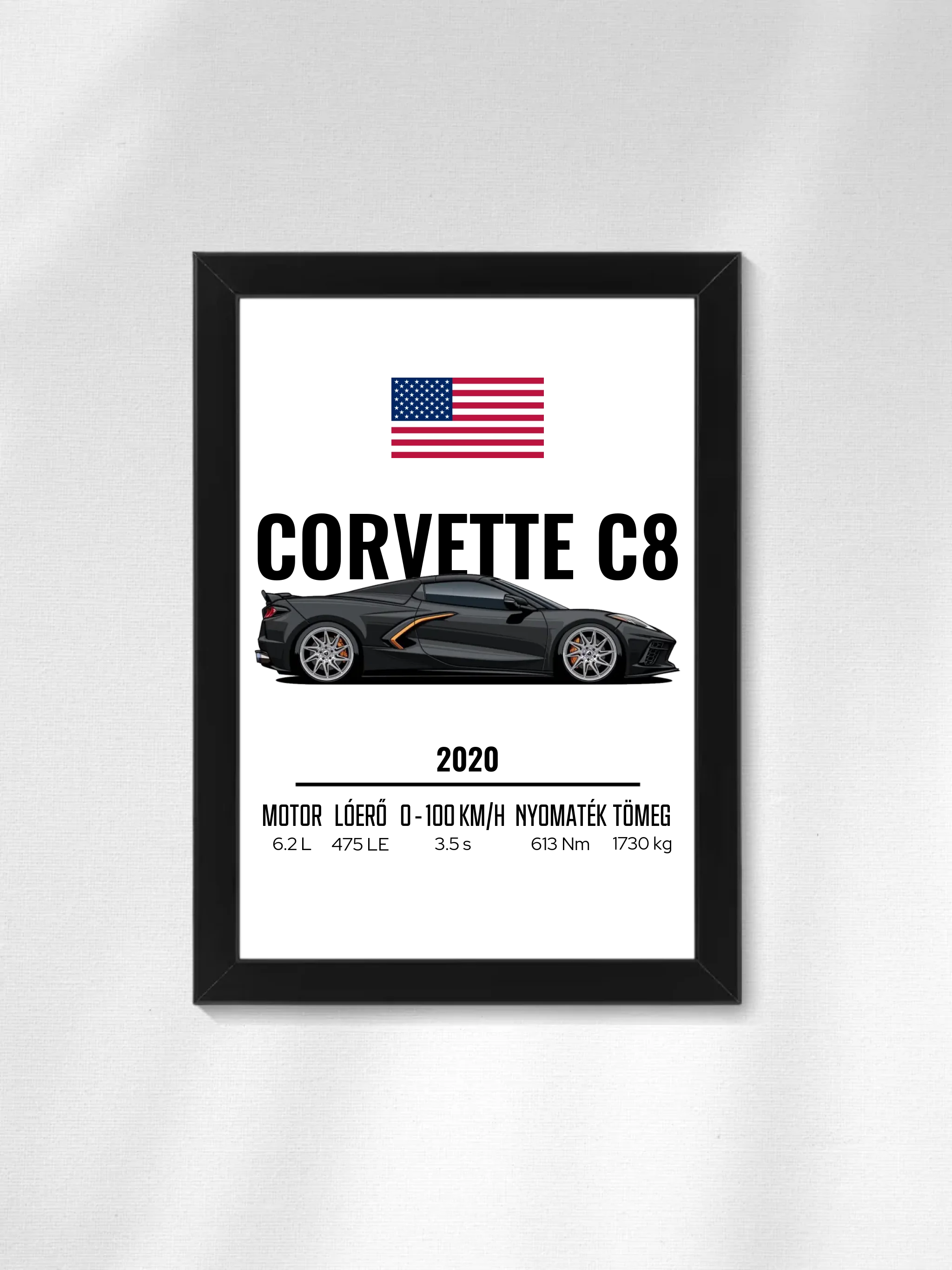 Autó illusztráció - Corvette C8 3. - Falikép